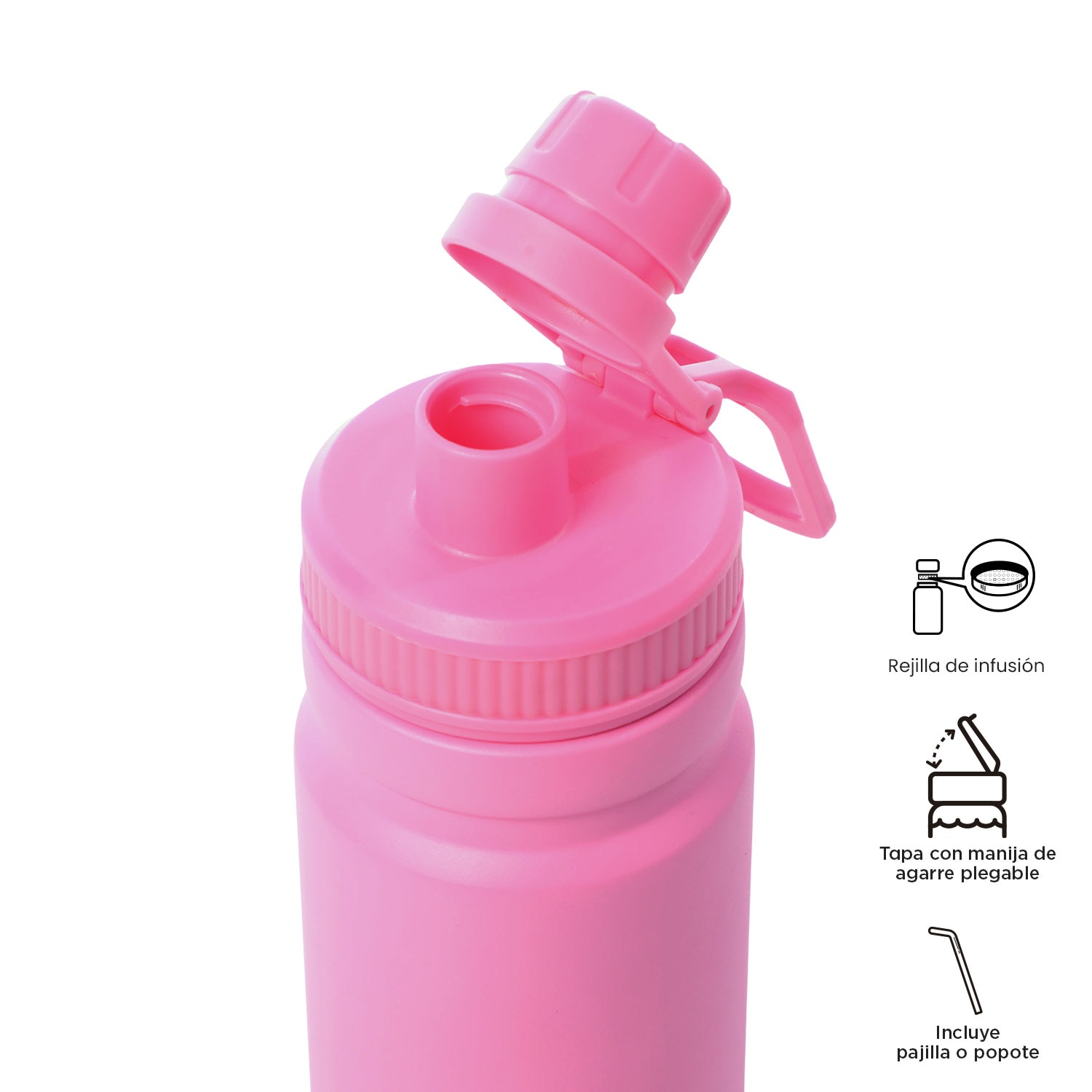 Garrafa Totto Jettes com Capacidade de 0.55l Rosa-4