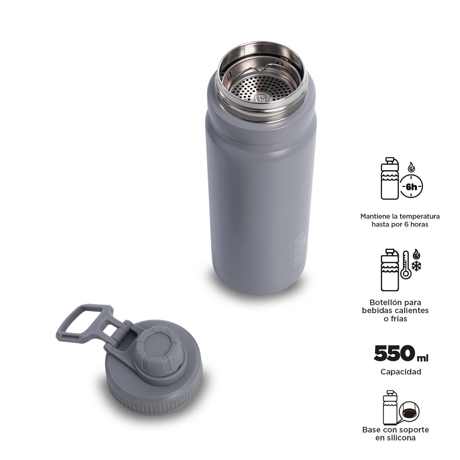 Garrafa Totto Jettes com Capacidade de 0.55l Cinzento-3