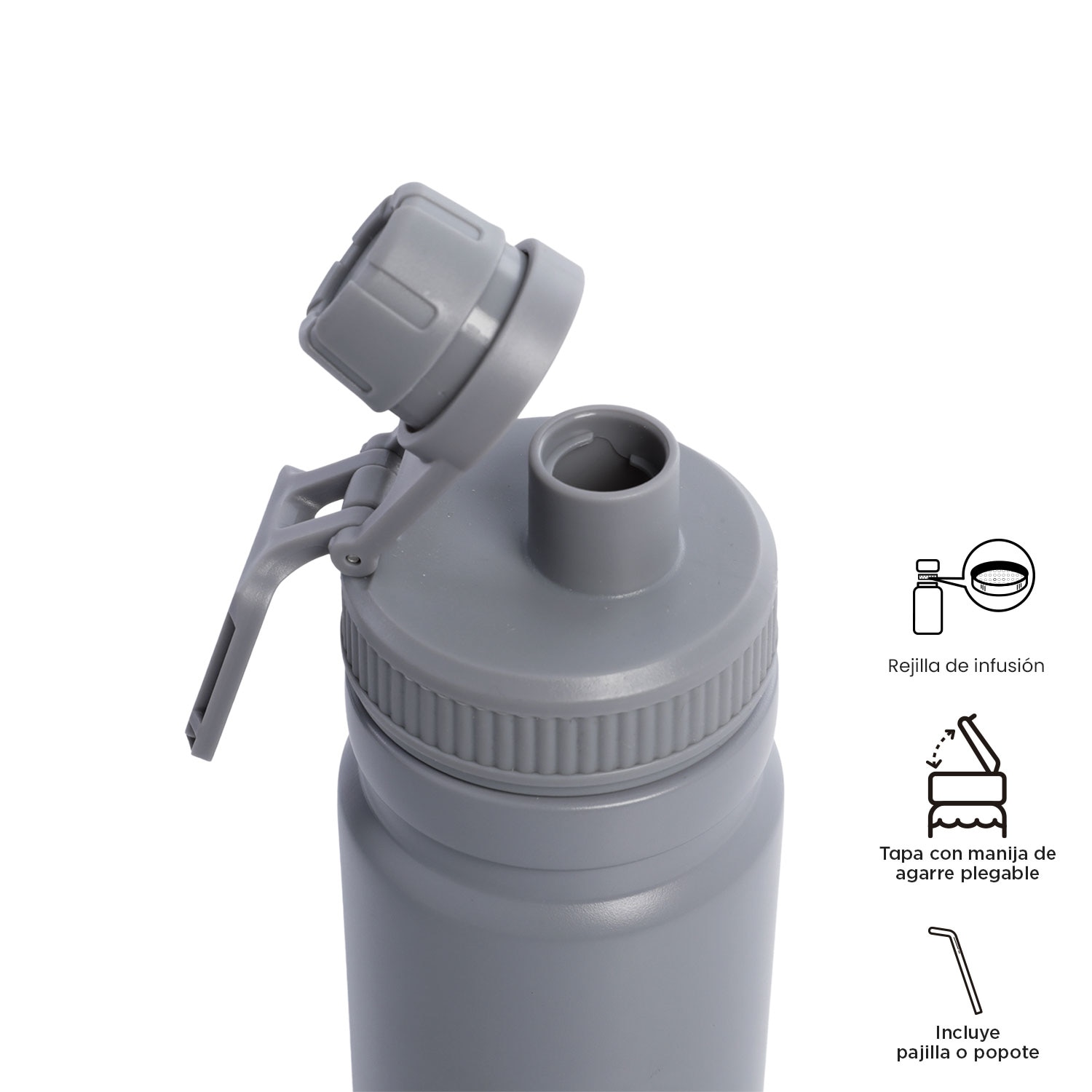 Garrafa Totto Jettes com Capacidade de 0.55l Cinzento-4