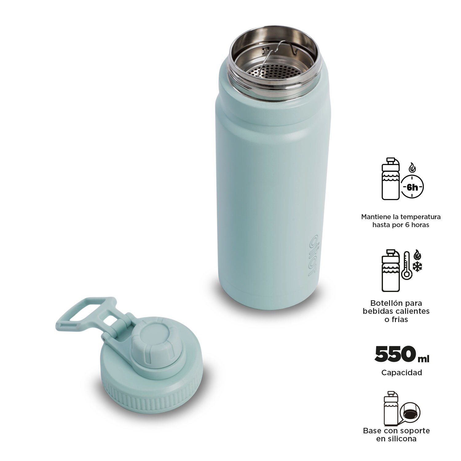 Garrafa Totto Jettes com Capacidade de 0.55l Verde-3