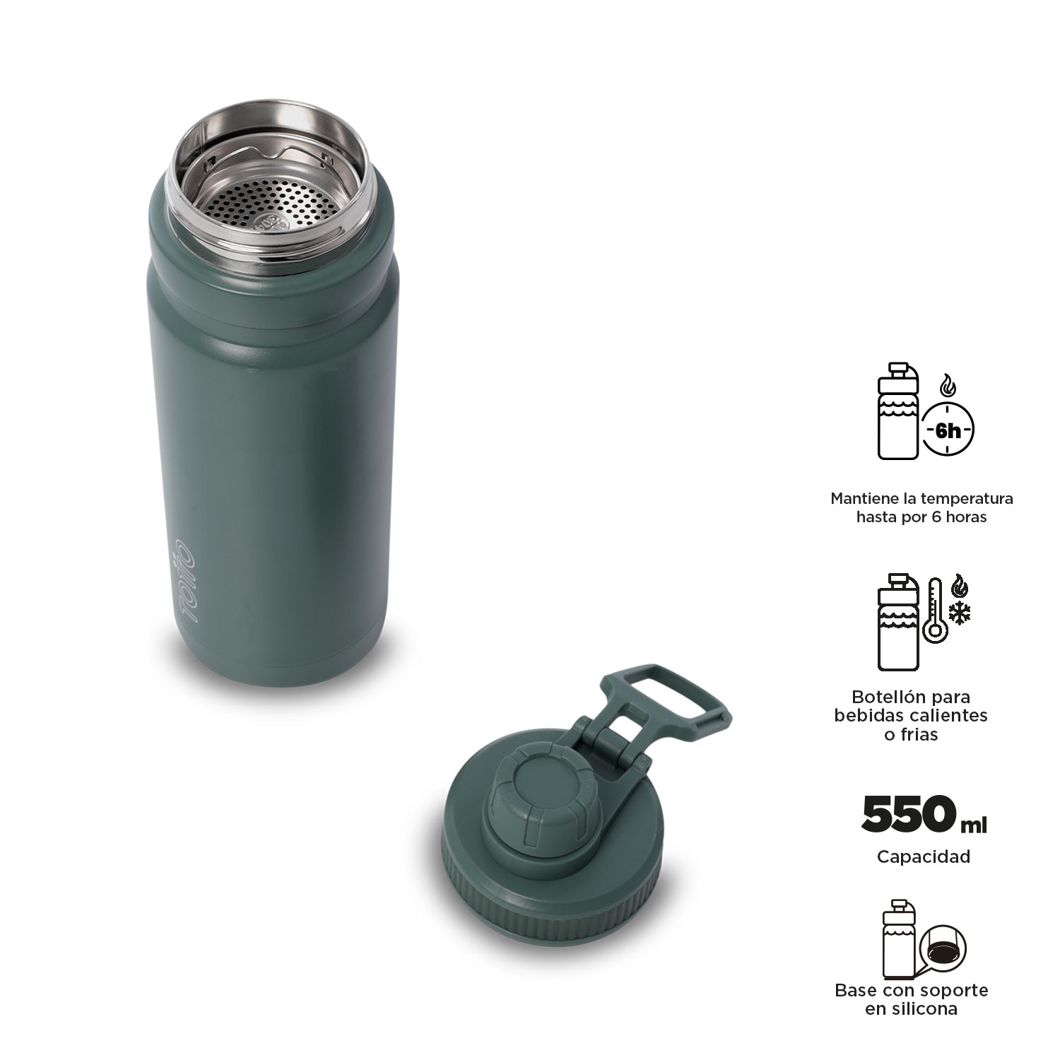 Garrafa Totto Jettes com Capacidade de 0.55l Verde-3