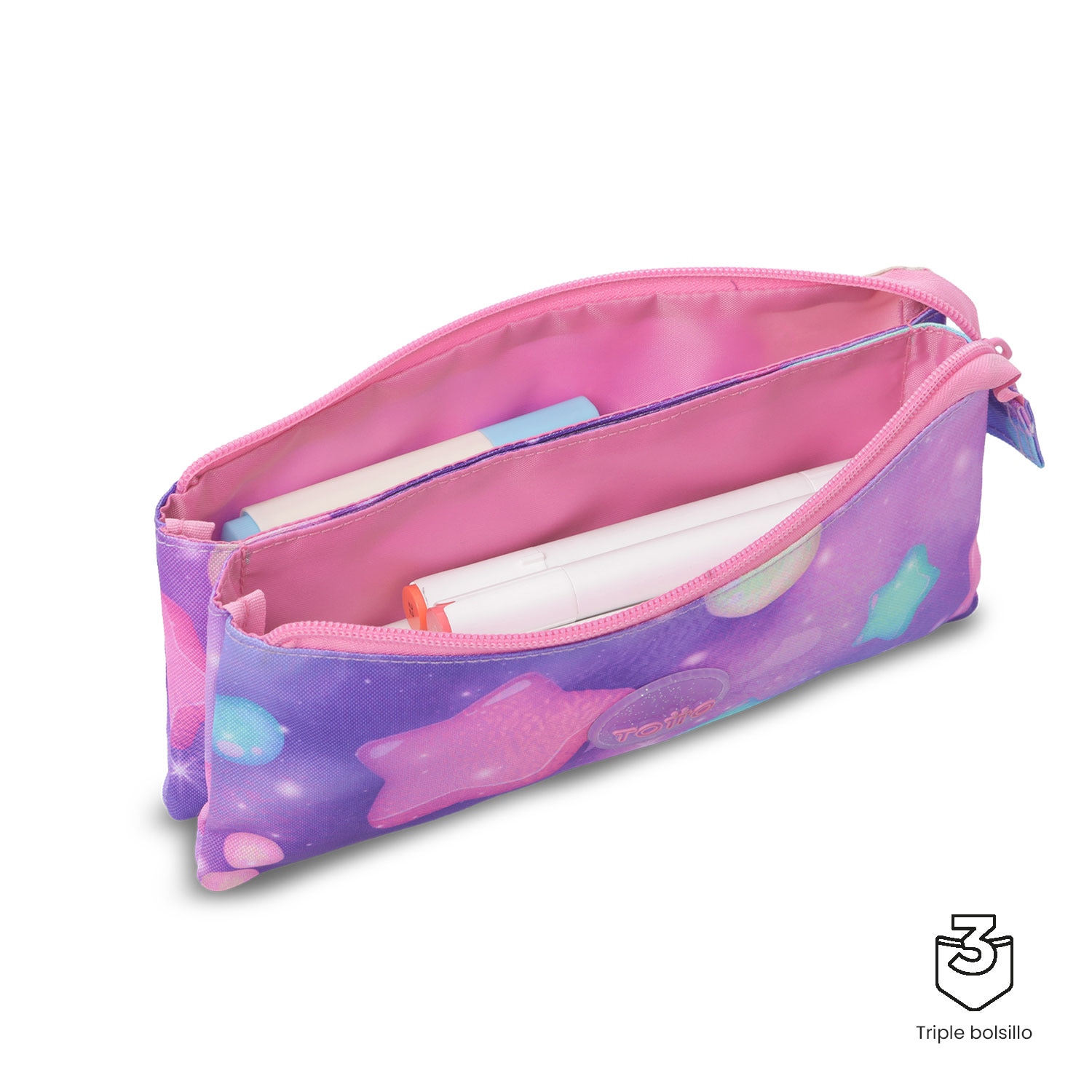 Estojo Infantil Totto Skl com 1 Compartimento Rosa-4