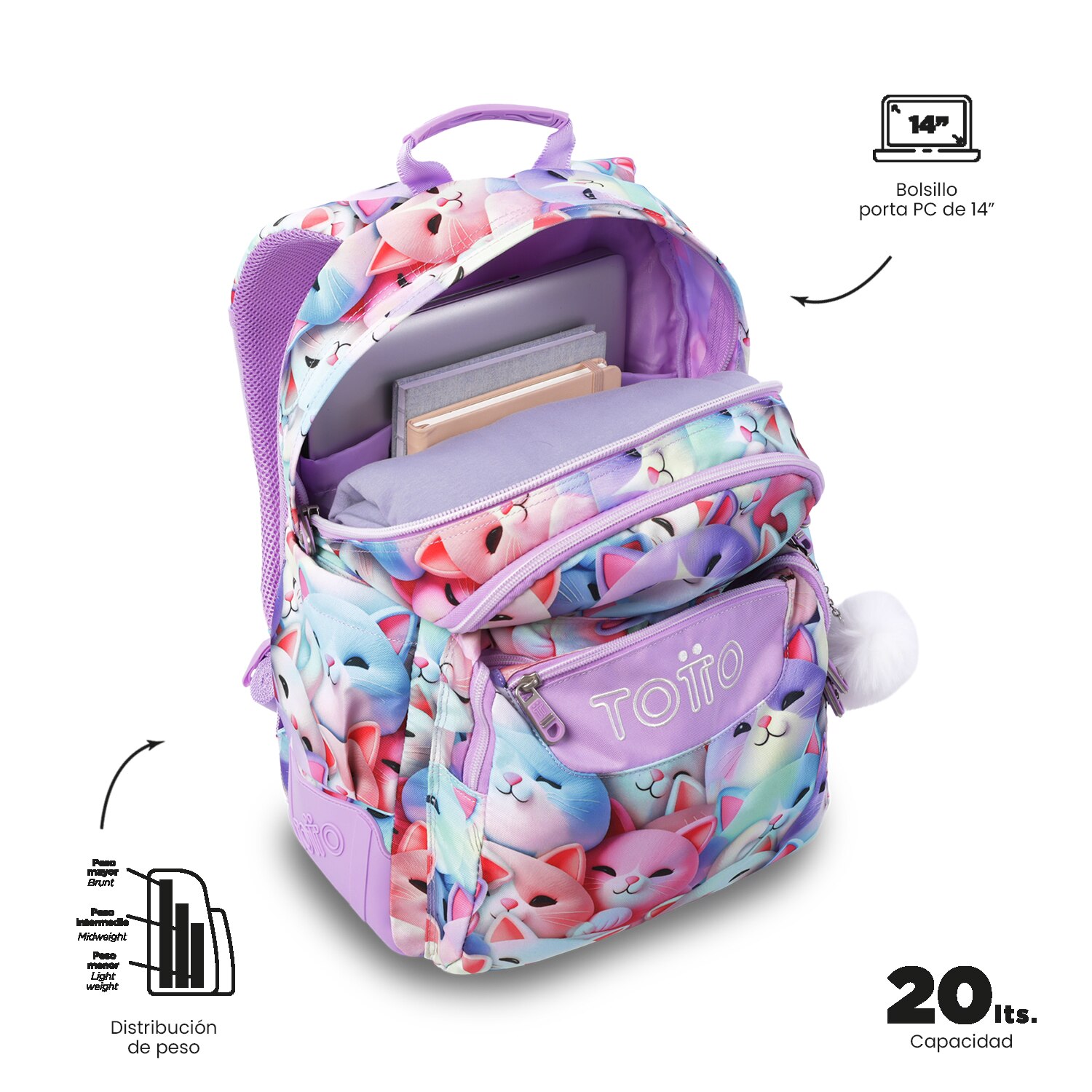 Mochila Escolar Totto Rayol Roxo-5