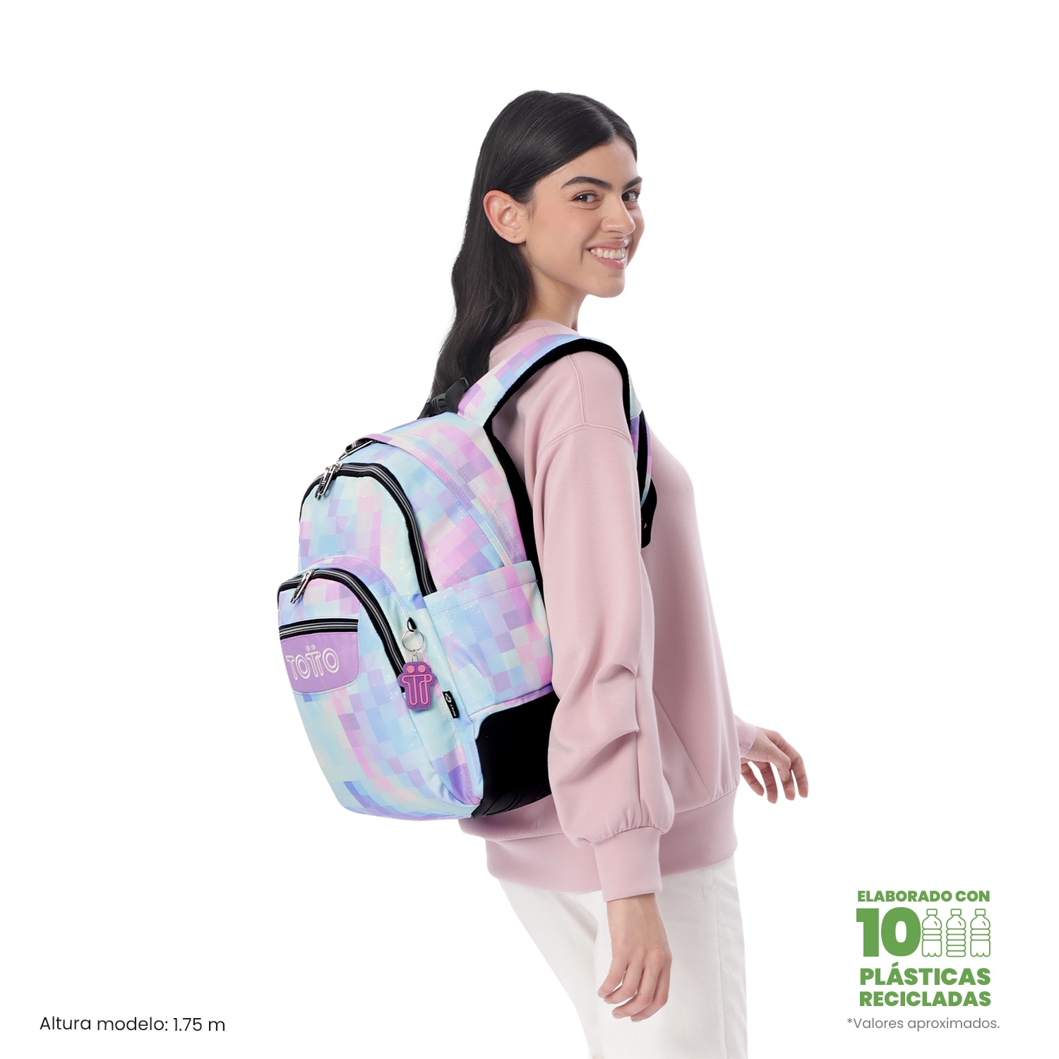 Mochila Escolar Totto Rayol Glitter Roxo-3