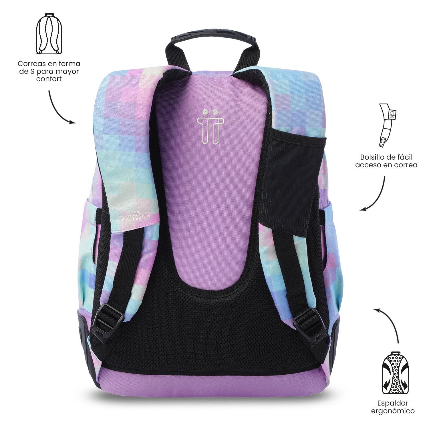Mochila Escolar Totto Rayol Glitter Roxo-5
