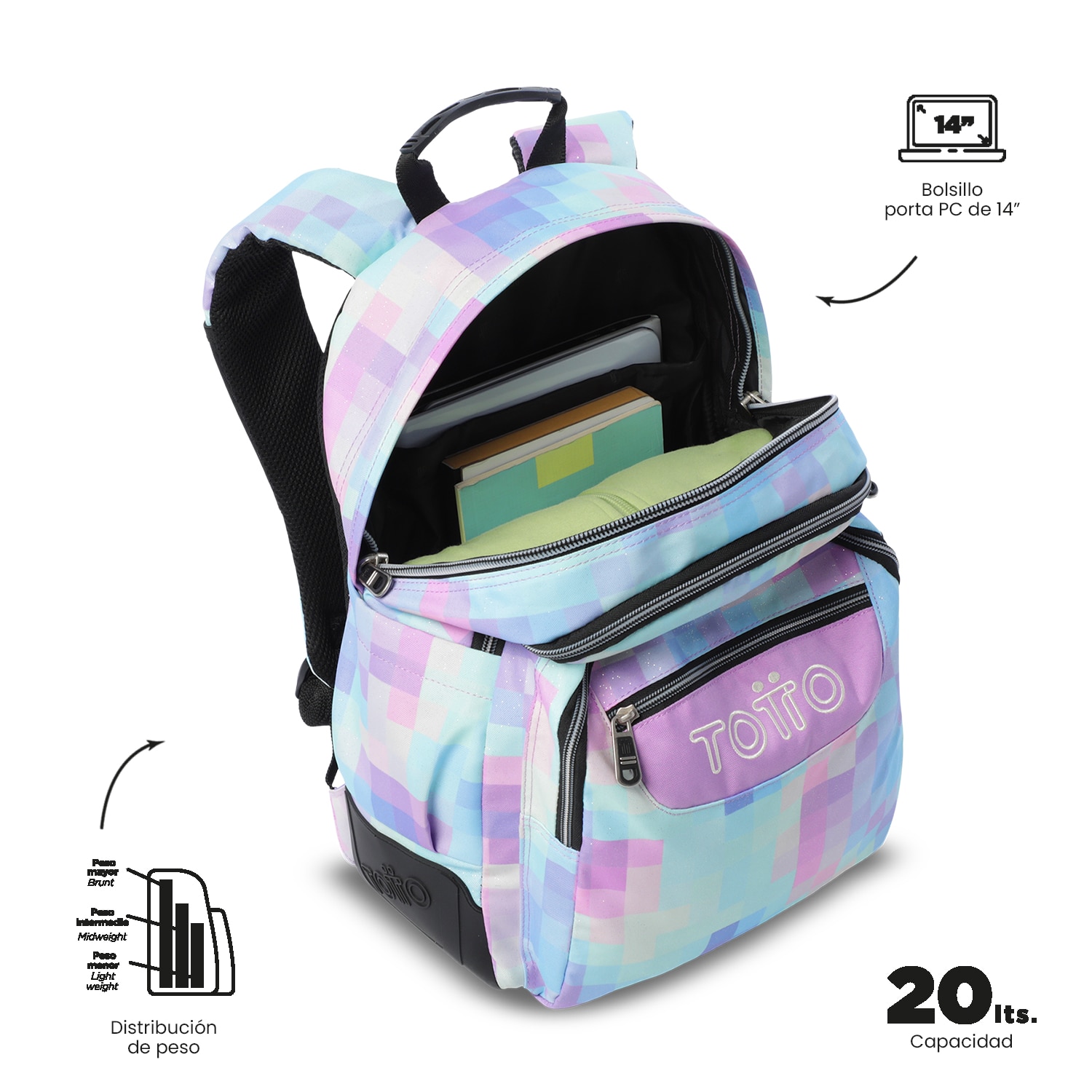 Mochila Escolar Totto Rayol Glitter Roxo-6