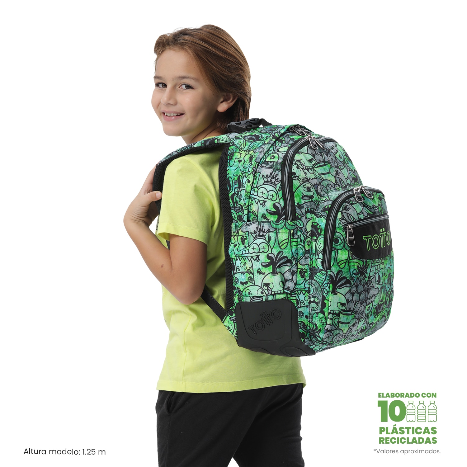 Mochila Escolar Totto Rayol Verde-3