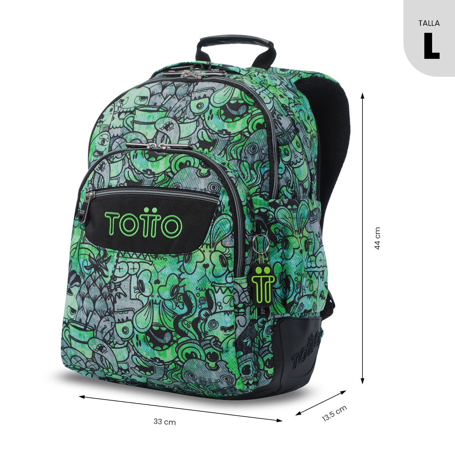 Mochila Escolar Totto Rayol Verde-4