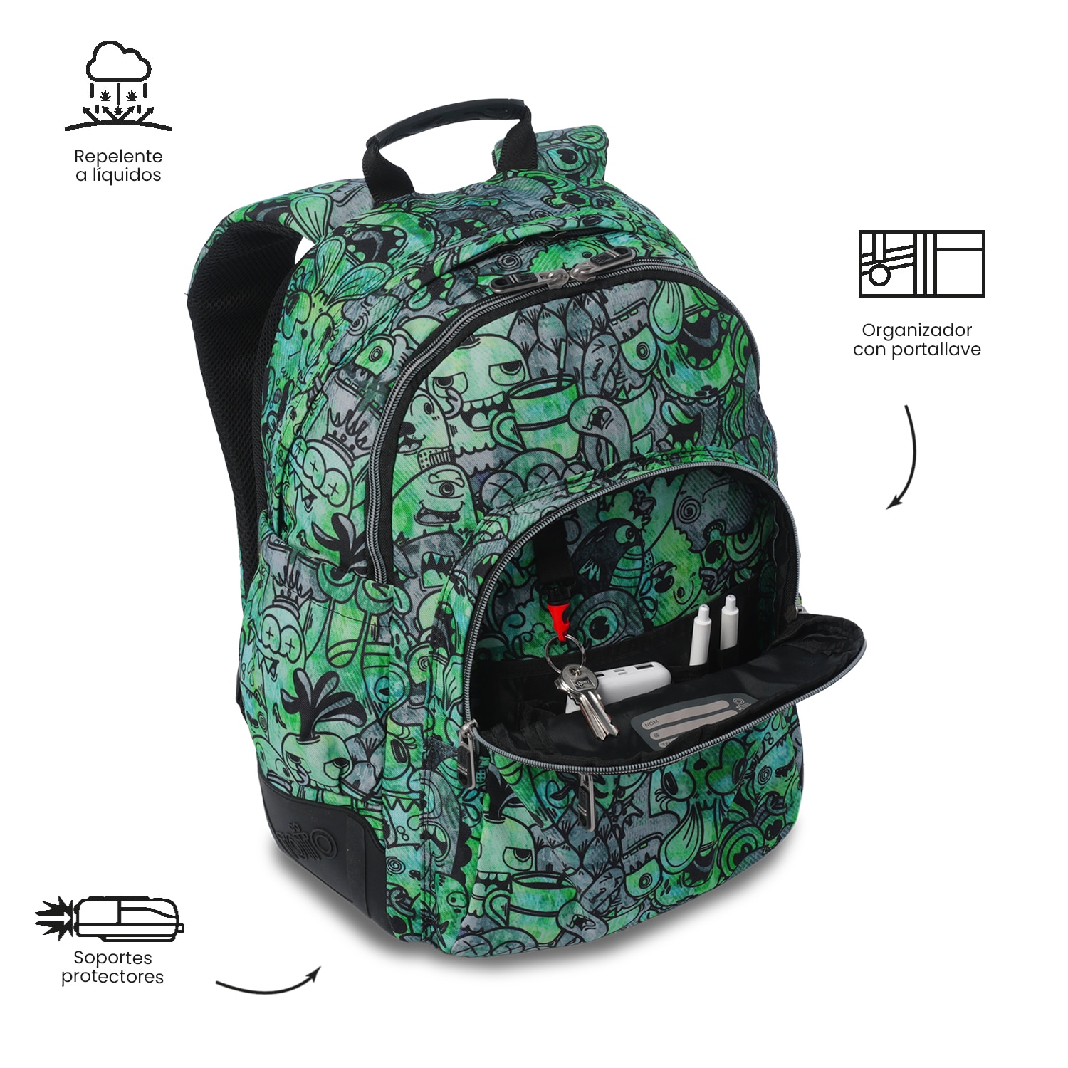 Mochila Escolar Totto Rayol Verde-7