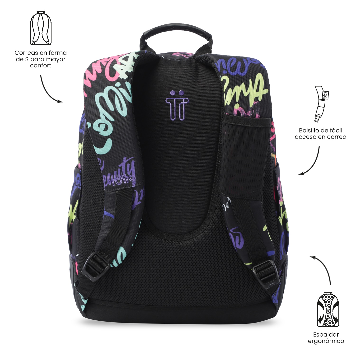 Mochila Escolar Totto Rayol Preto-5