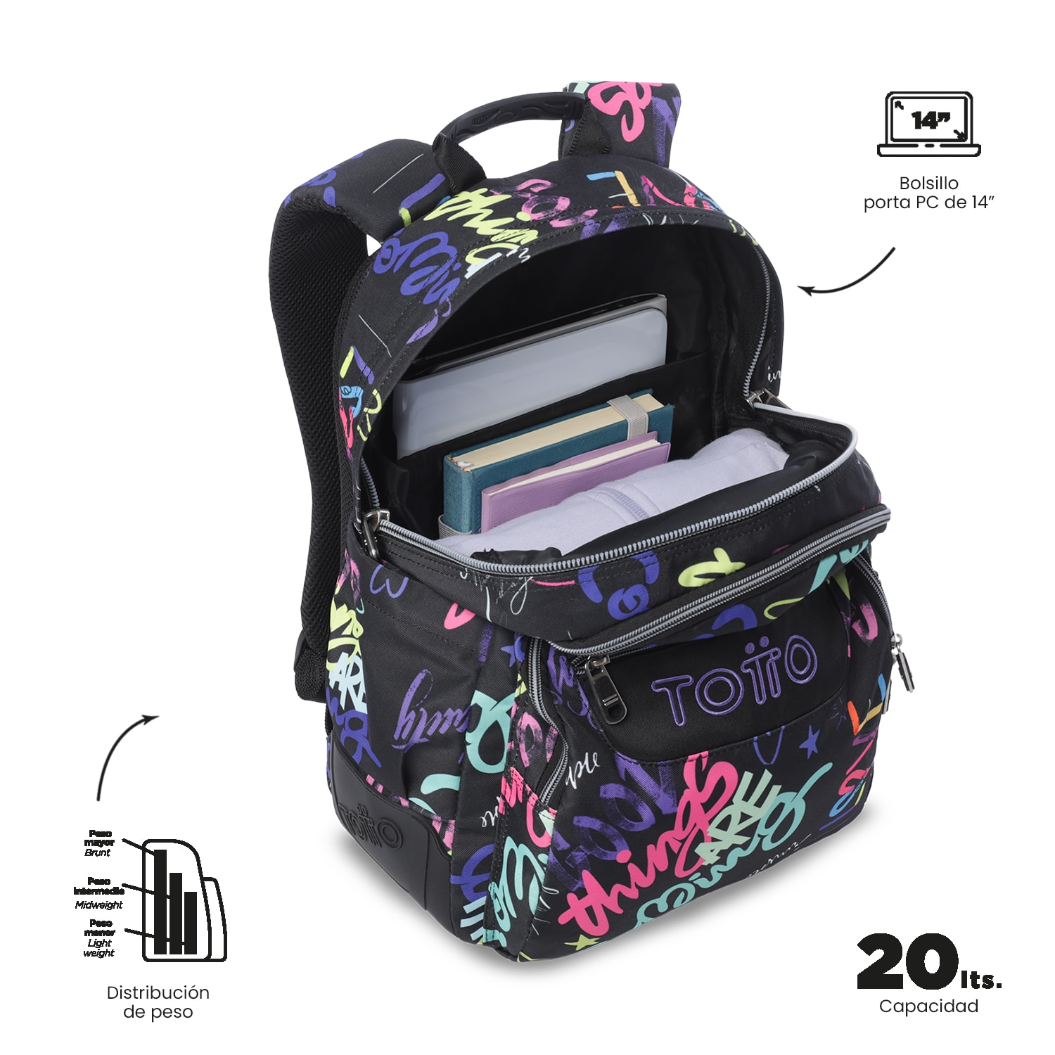 Mochila Escolar Totto Rayol Preto-6