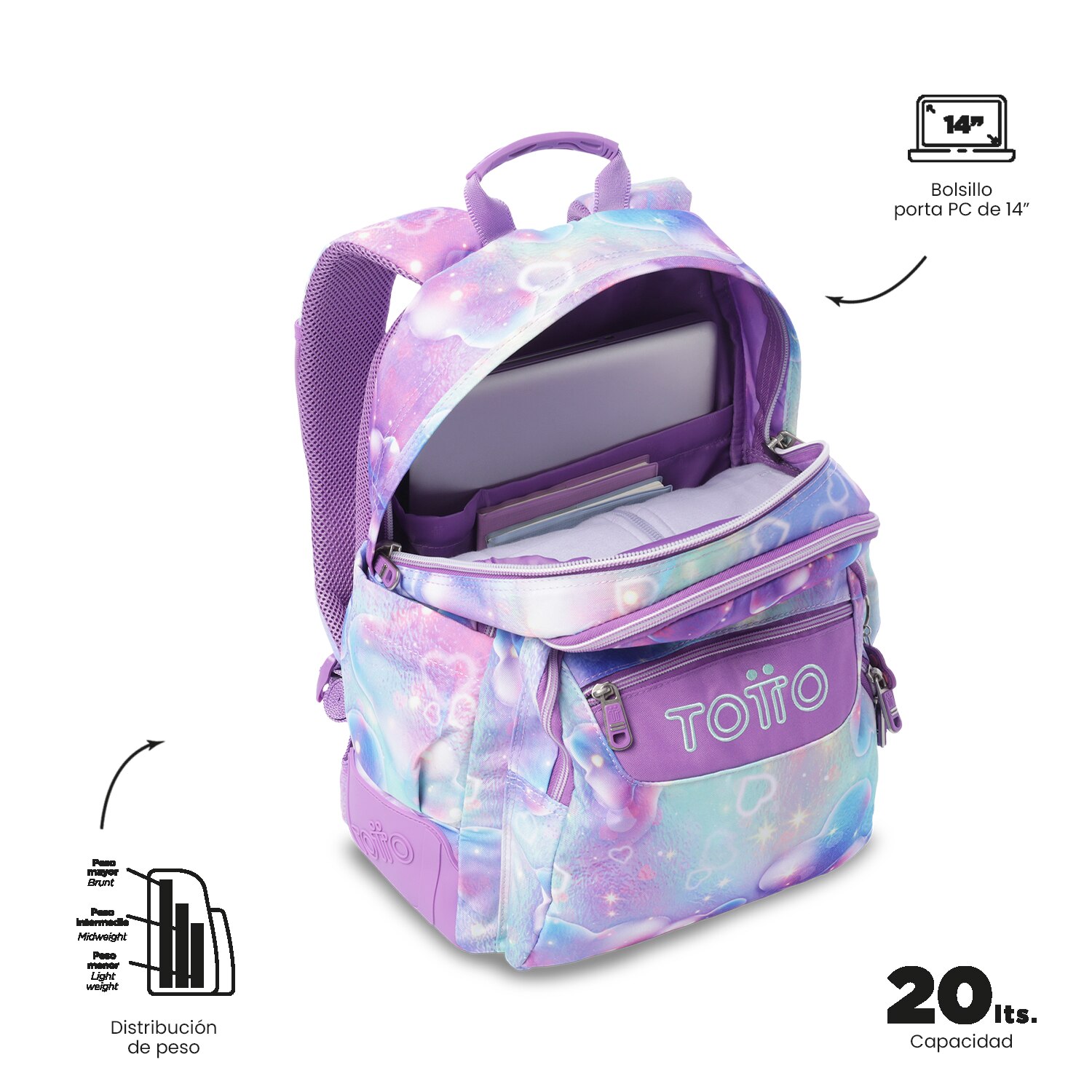 Mochila Escolar Totto Rayol Roxo-5