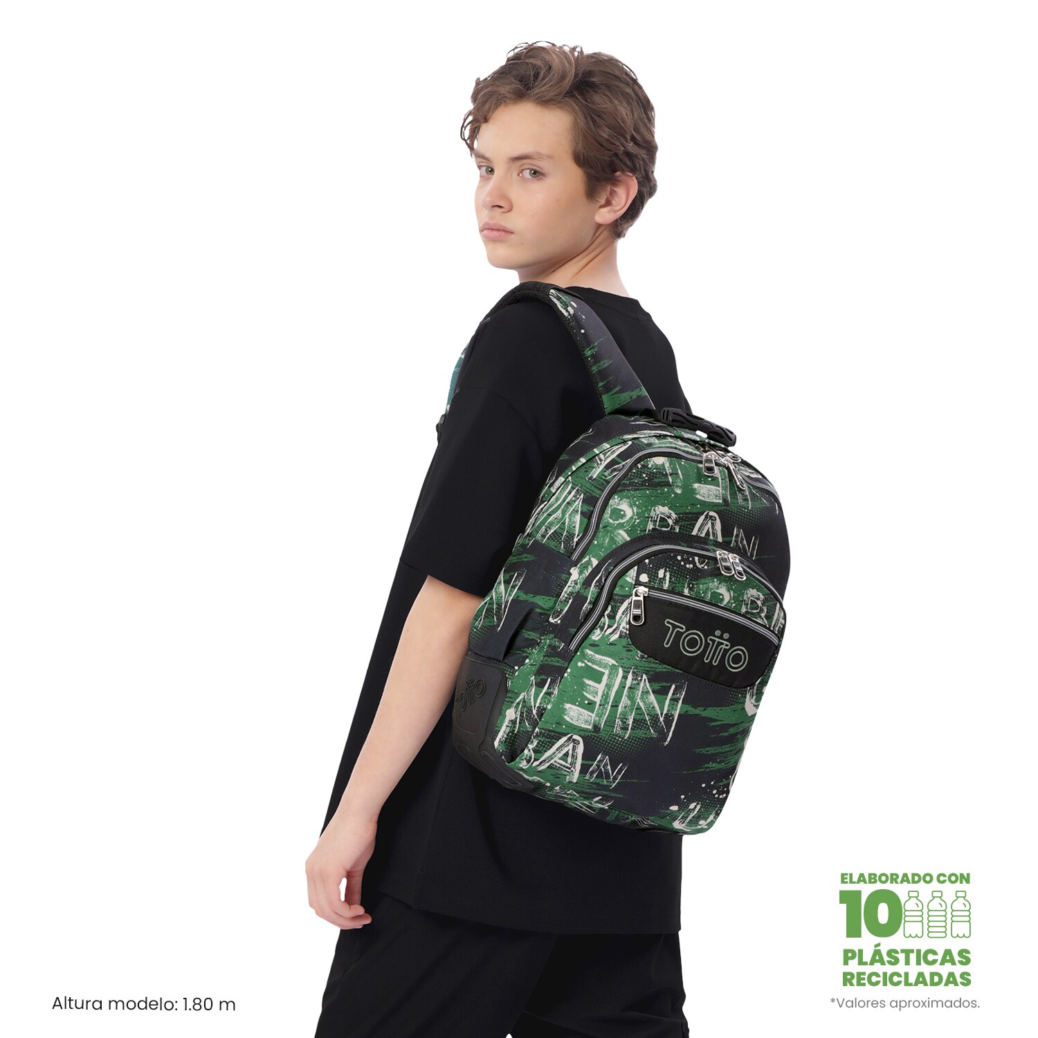 Mochila Escolar Totto Rayol Verde-3