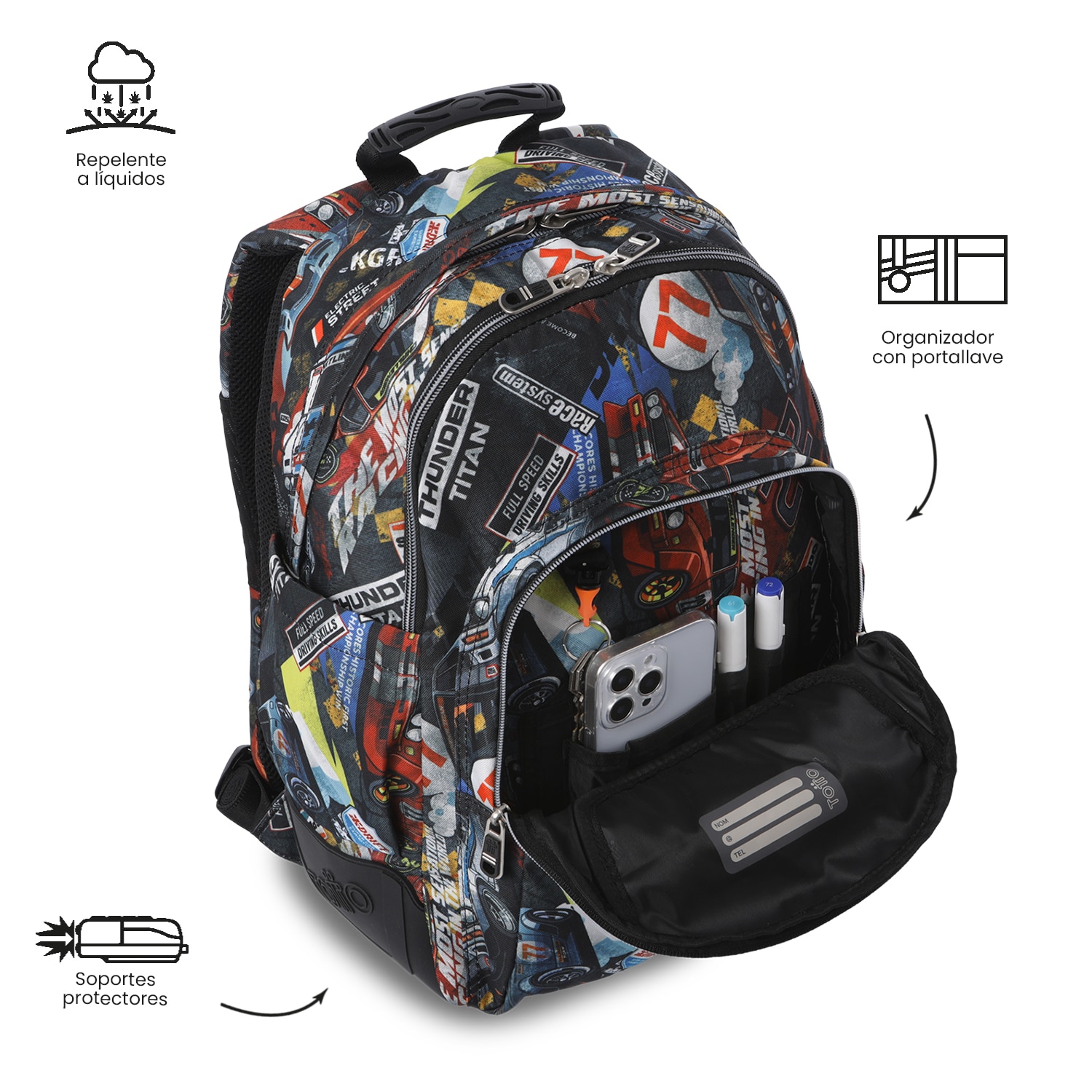 Mochila Escolar Totto Rayol Vermelho-5