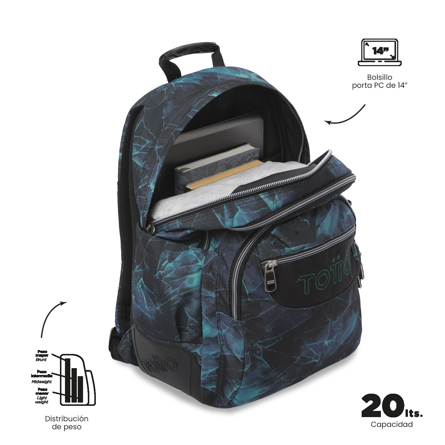 Mochila Escolar Totto Rayol Preto-5