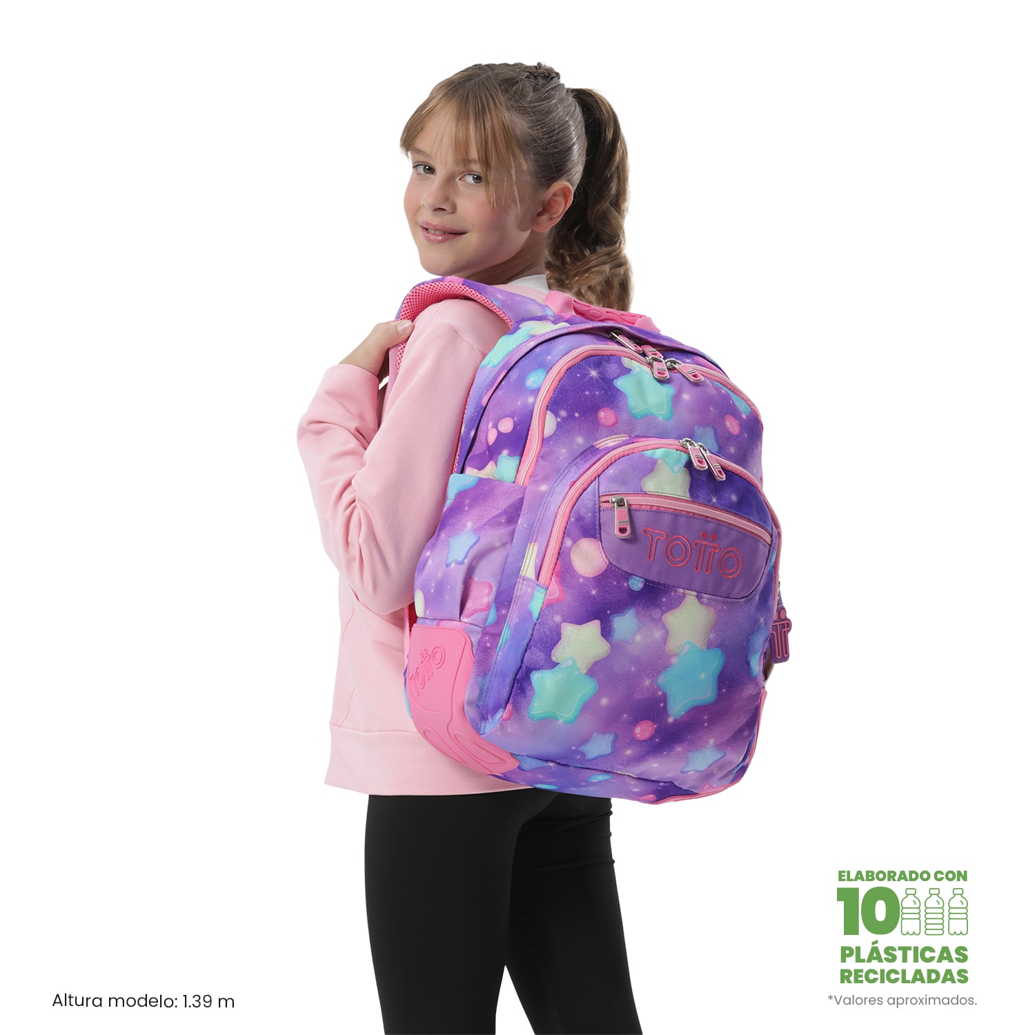 Mochila Escolar Totto Rayol Rosa-3