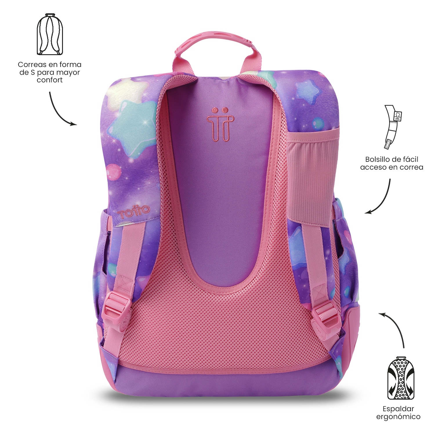 Mochila Escolar Totto Rayol Rosa-4
