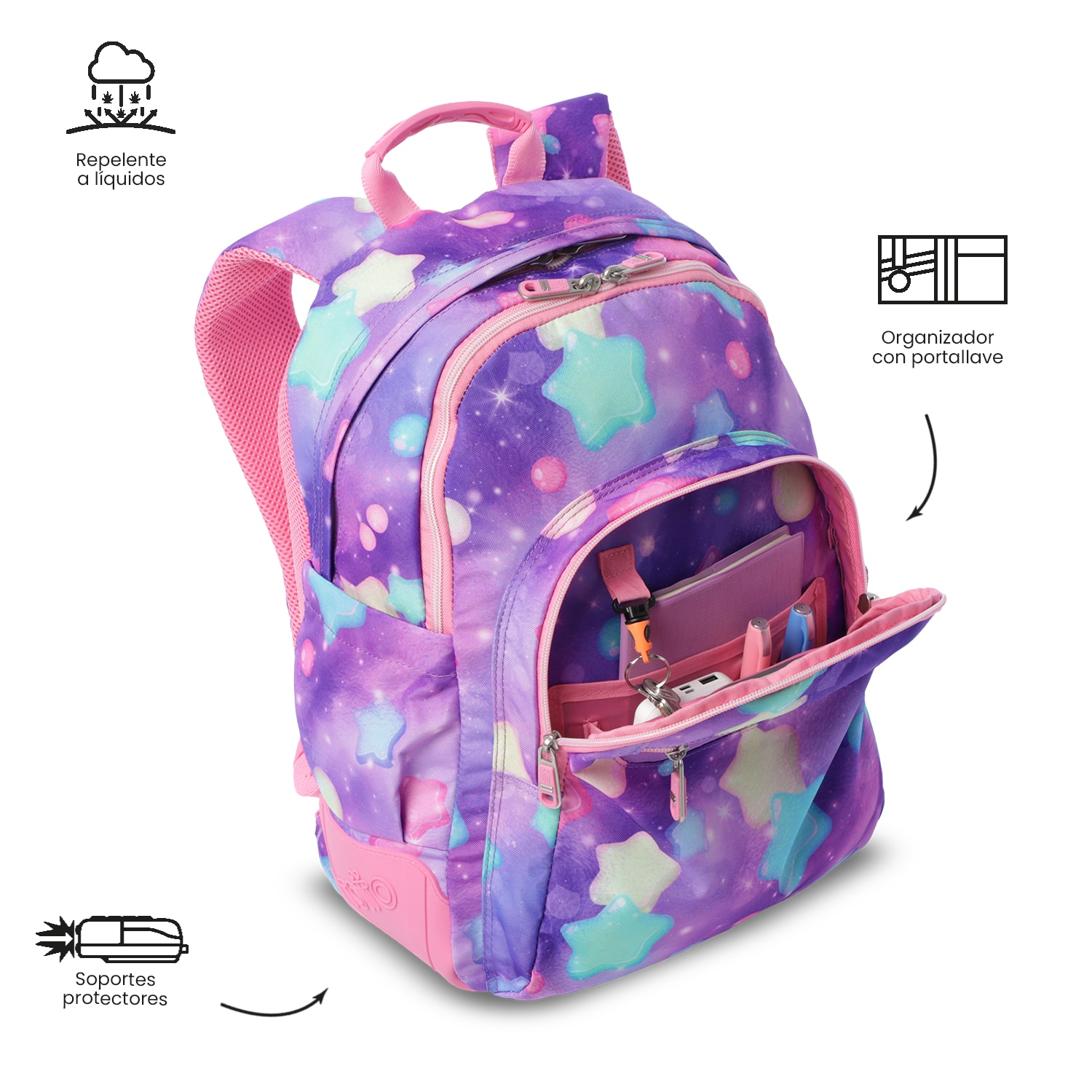 Mochila Escolar Totto Rayol Rosa-6