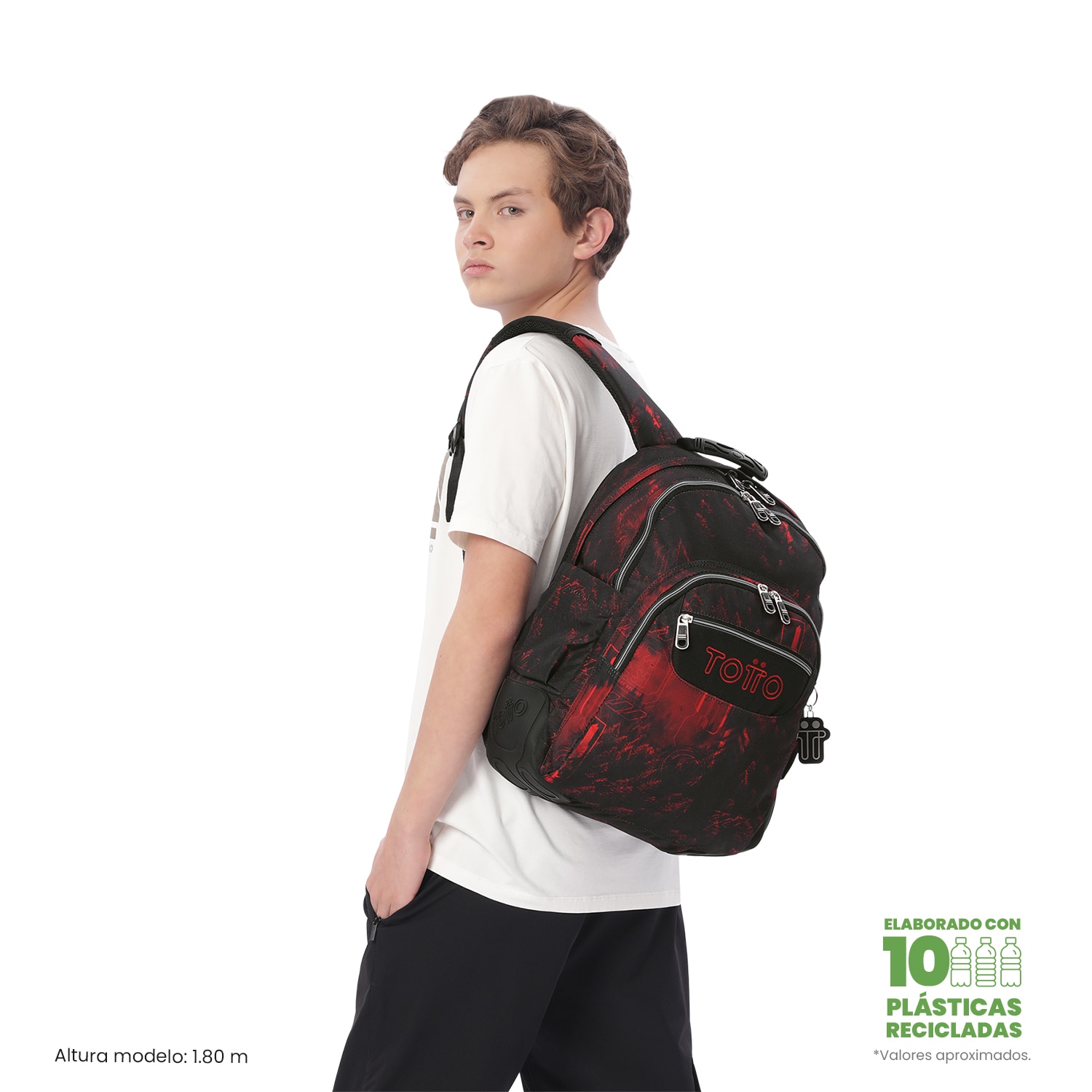 Mochila Escolar Totto Rayol Vermelho-3