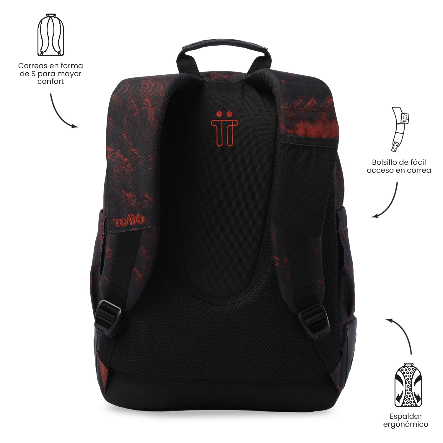 Mochila Escolar Totto Rayol Vermelho-5