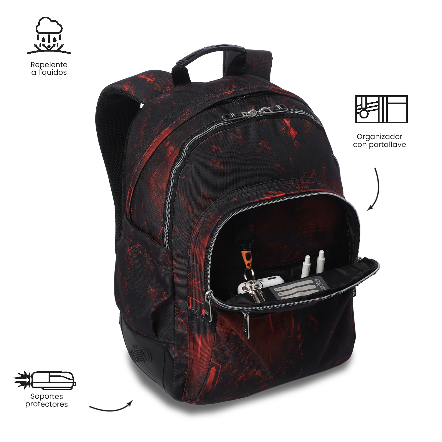 Mochila Escolar Totto Rayol Vermelho-7