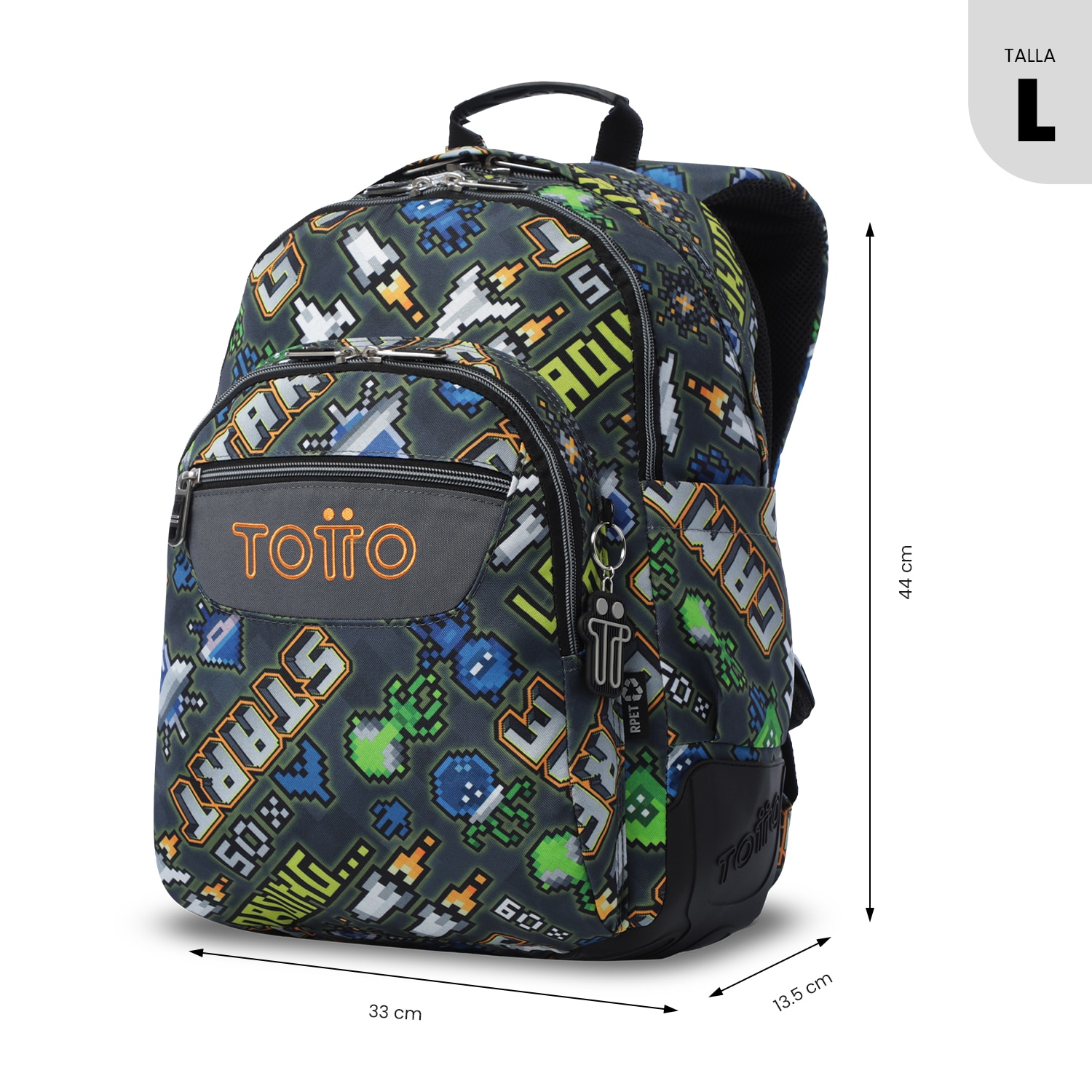 Mochila Escolar Totto Rayol Cinzento-4