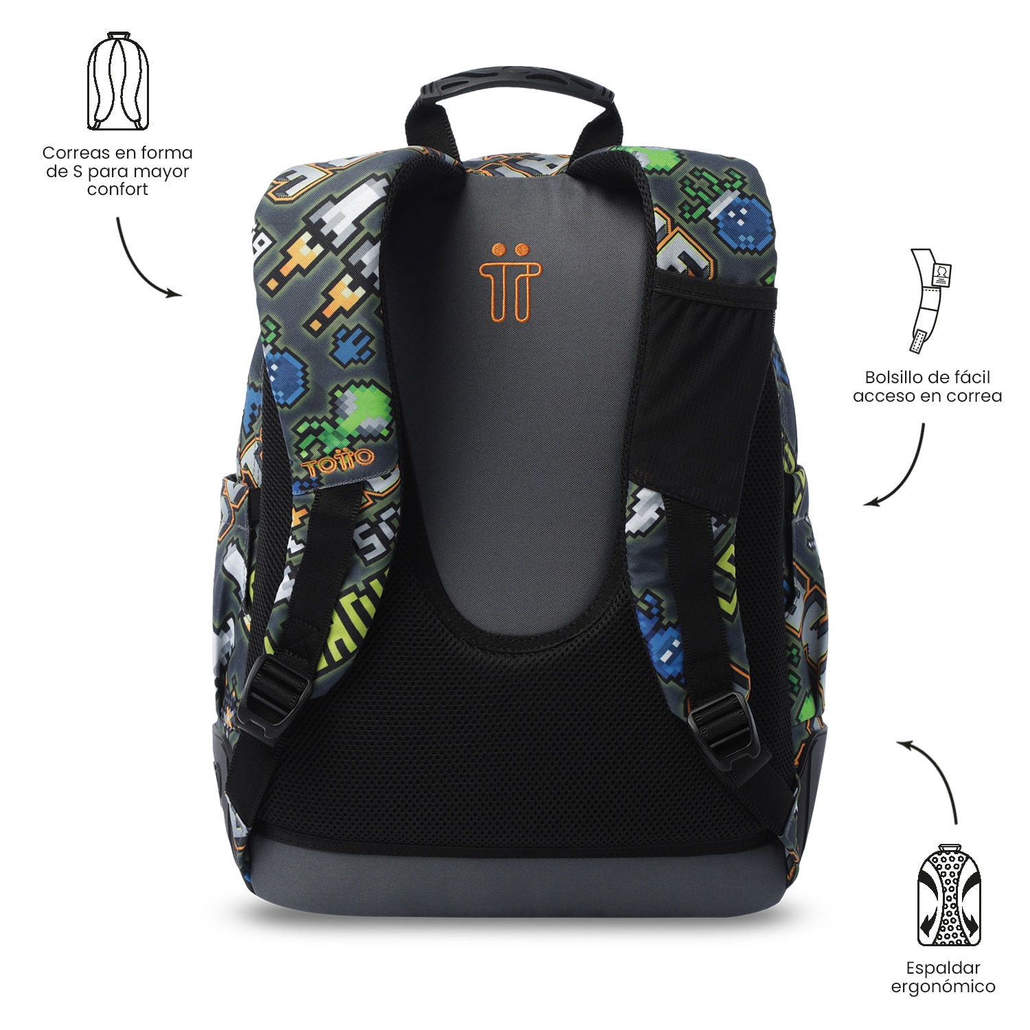 Mochila Escolar Totto Rayol Cinzento-5