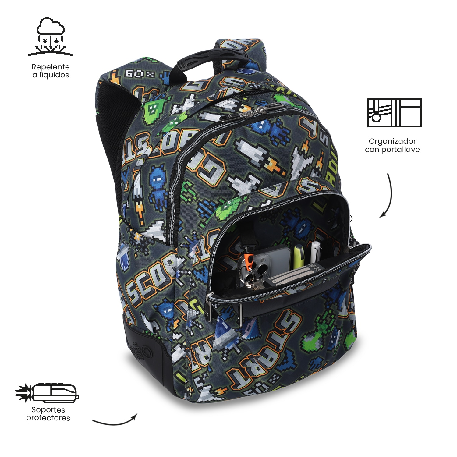 Mochila Escolar Totto Rayol Cinzento-7