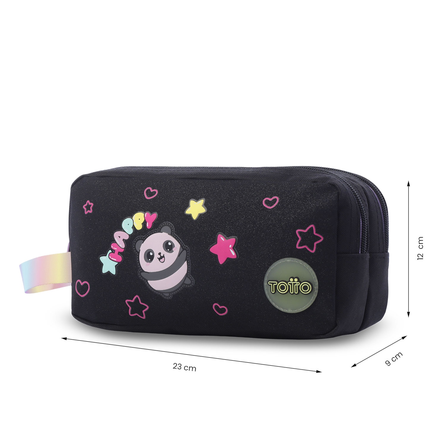 Estojo Infantil Totto Glowing Black com 2 Compartimentos Preto-2
