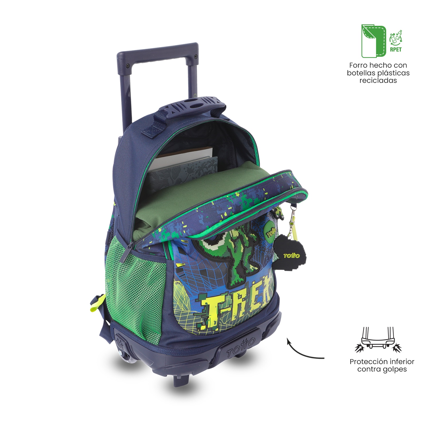 Mochila Infantil com Rodas Totto Digisaurio M Azul-6