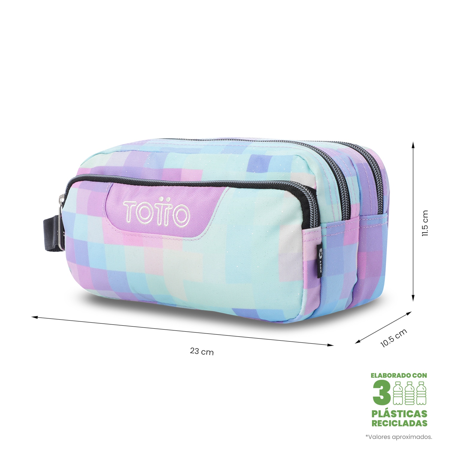 Estojo Escolar Totto Agapec Glitter com 3 Compartimentos Roxo-2