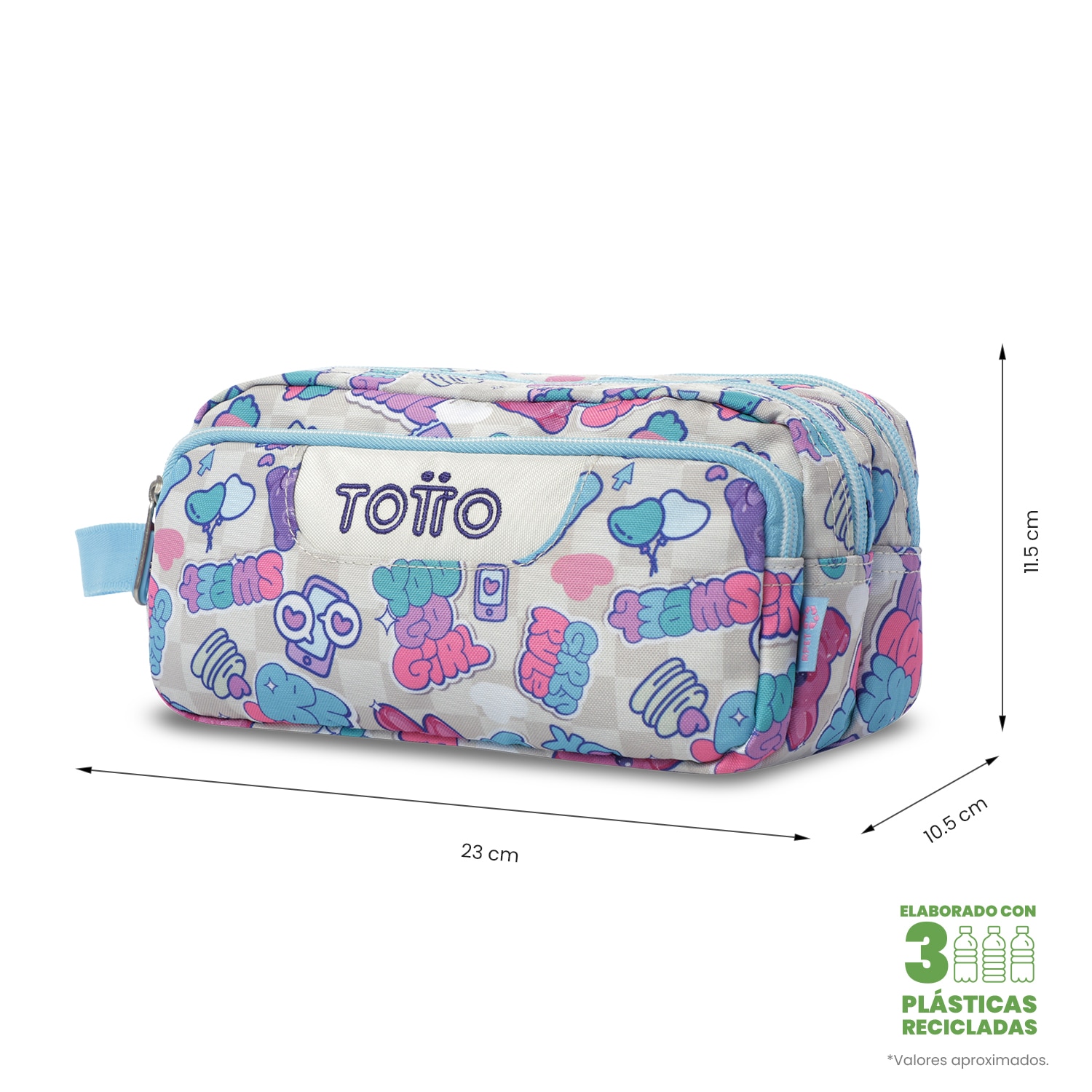 Estojo Escolar Totto Agapec com 3 Compartimentos Rosa-3
