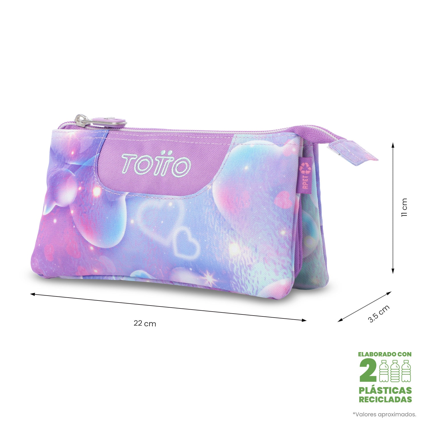 Estojo Escolar Totto Tabuleiro com 3 Compartimentos Roxo-3