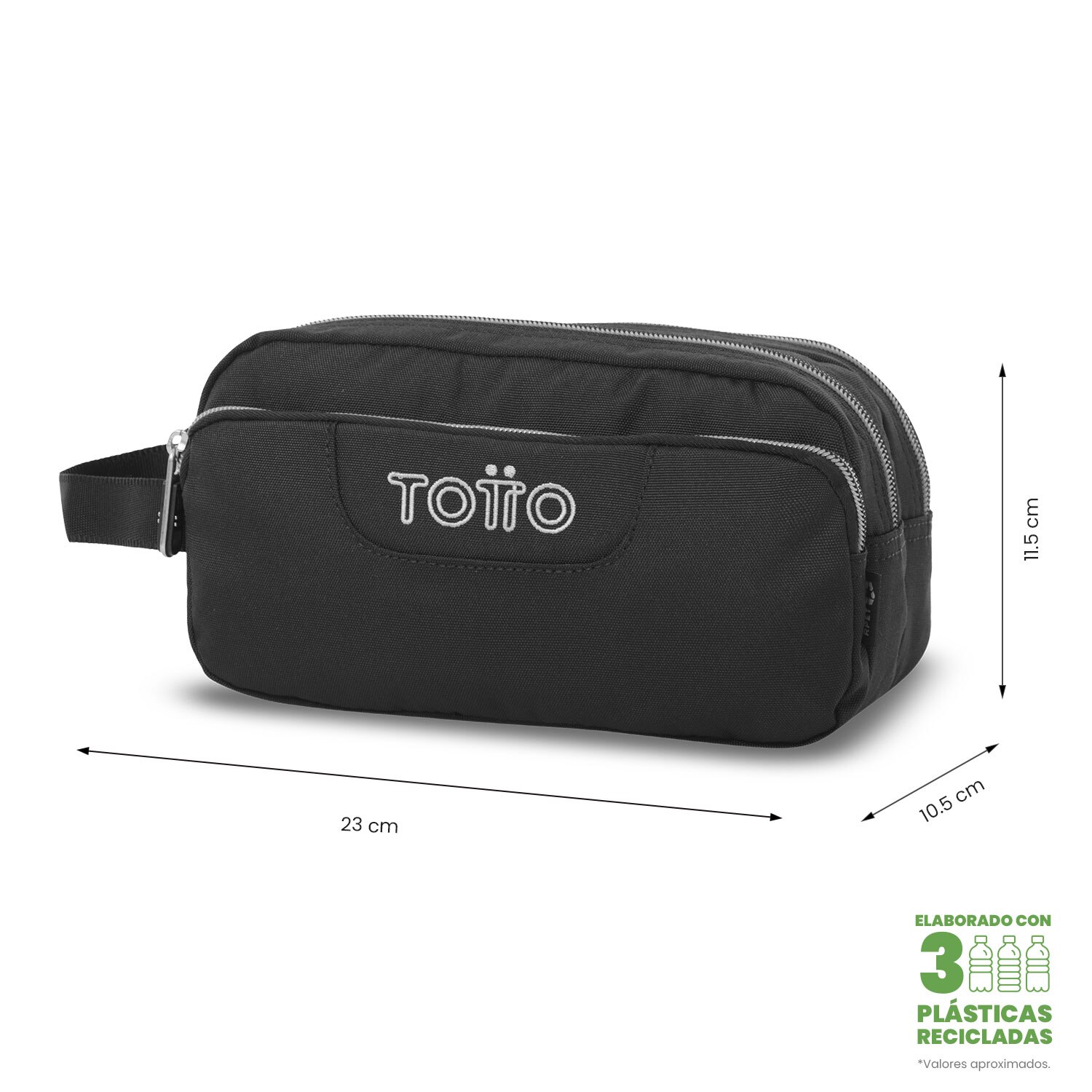 Estojo Totto Agapec Ecole Solid com 3 Compartimentos Preto-2
