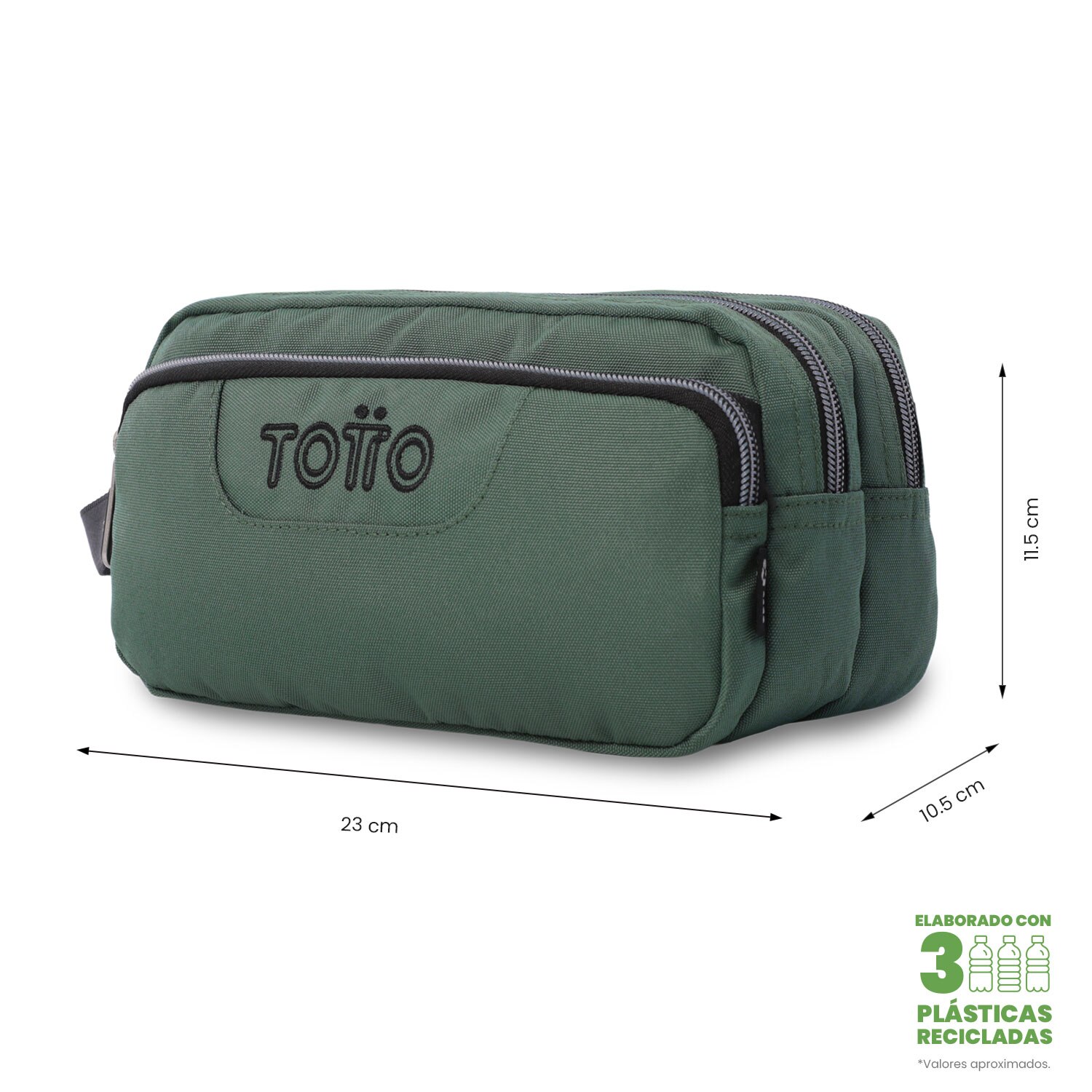 Estojo Totto Agapec Ecole Solid com 3 Compartimentos Verde-2