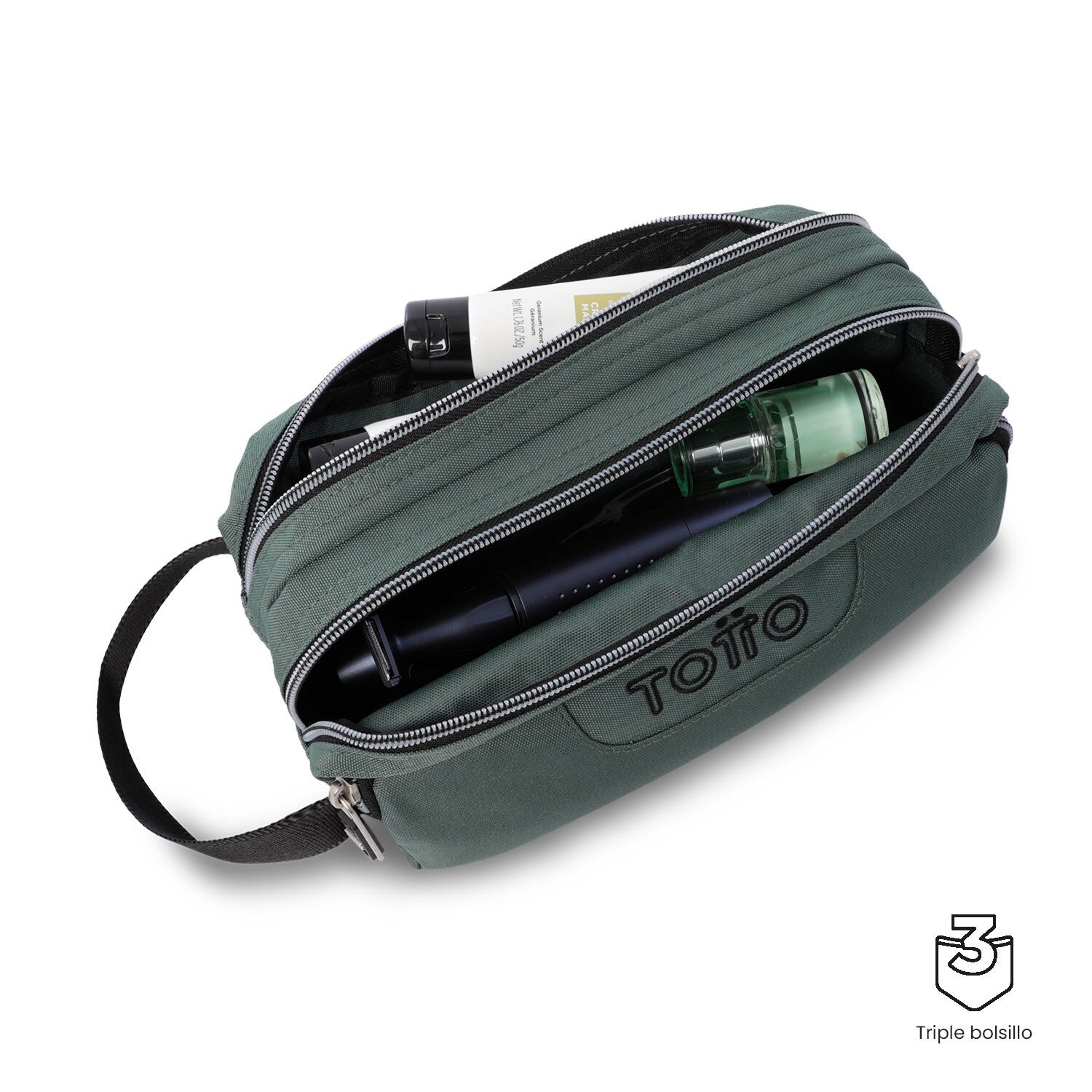 Estojo Totto Agapec Ecole Solid com 3 Compartimentos Verde-3