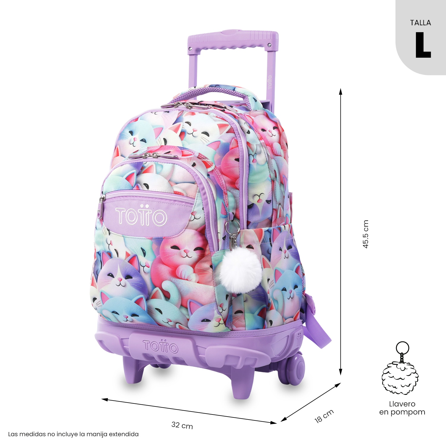 Mochila Escolar com Rodas Totto Renglones Roxo-3