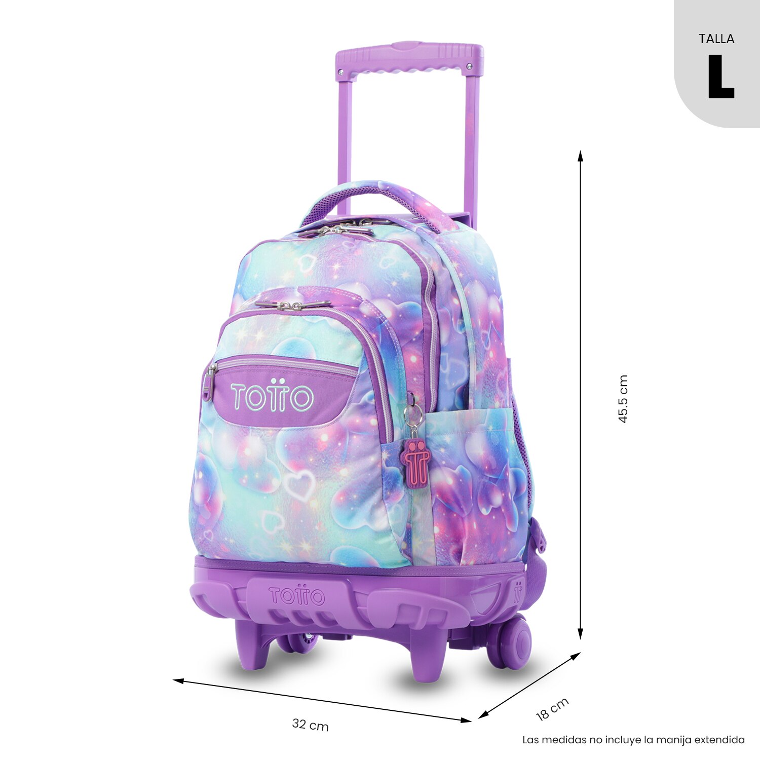 Mochila Escolar com Rodas Totto Renglones Roxo-4