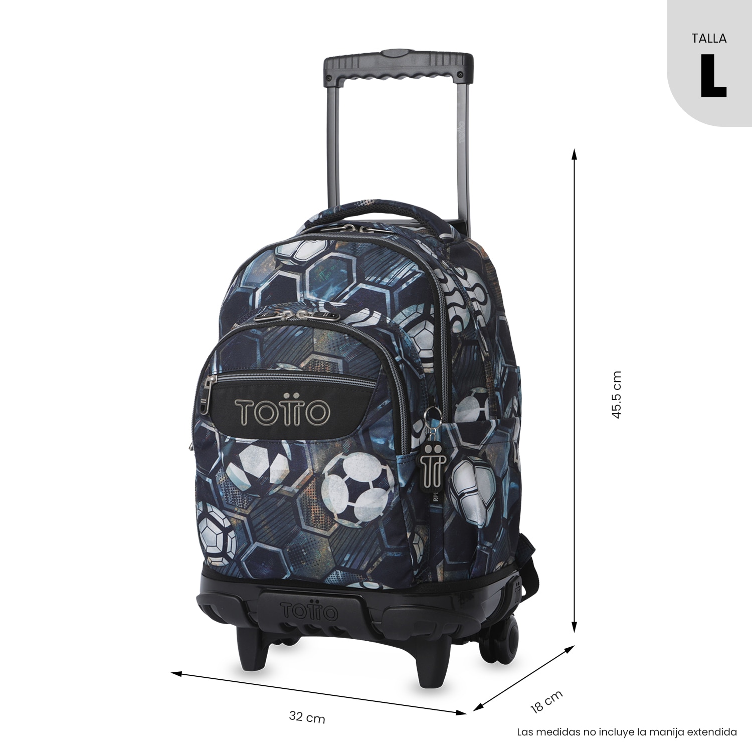 Mochila Escolar com Rodas Totto Renglones Preto-4