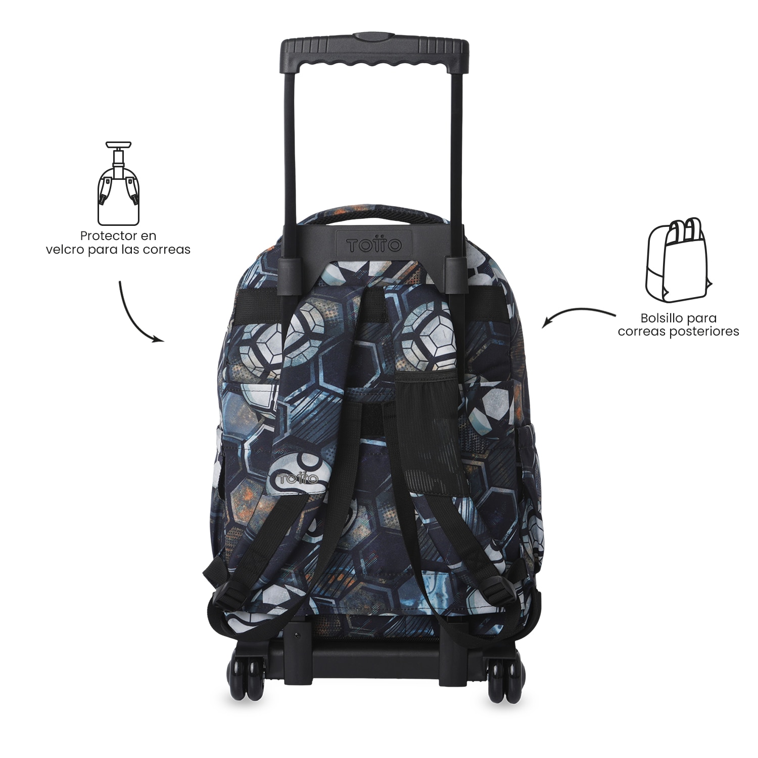 Mochila Escolar com Rodas Totto Renglones Preto-5