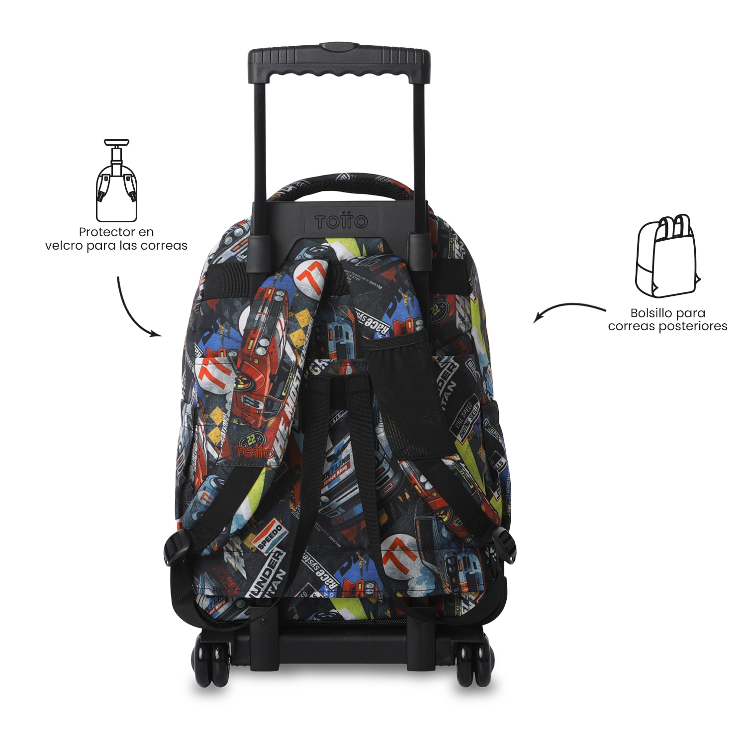Mochila Escolar com Rodas Totto Renglones Vermelho-5