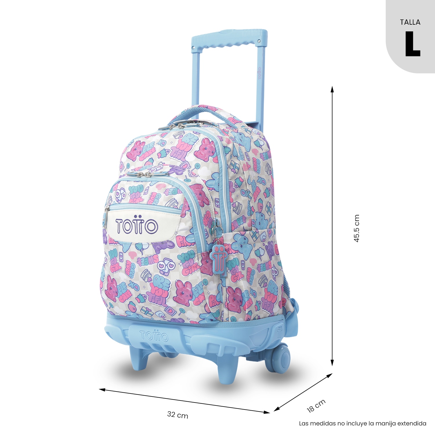 Mochila Escolar com Rodas Totto Renglones Rosa-3