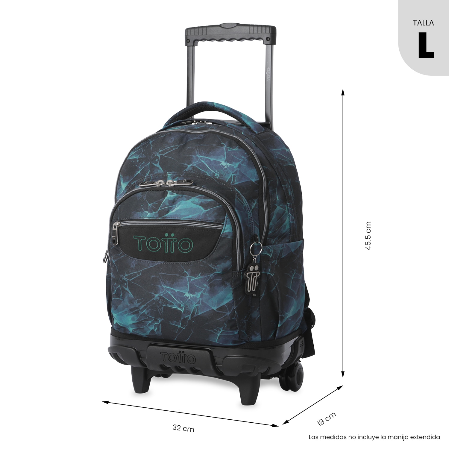 Mochila Escolar com Rodas Totto Renglones Preto-3