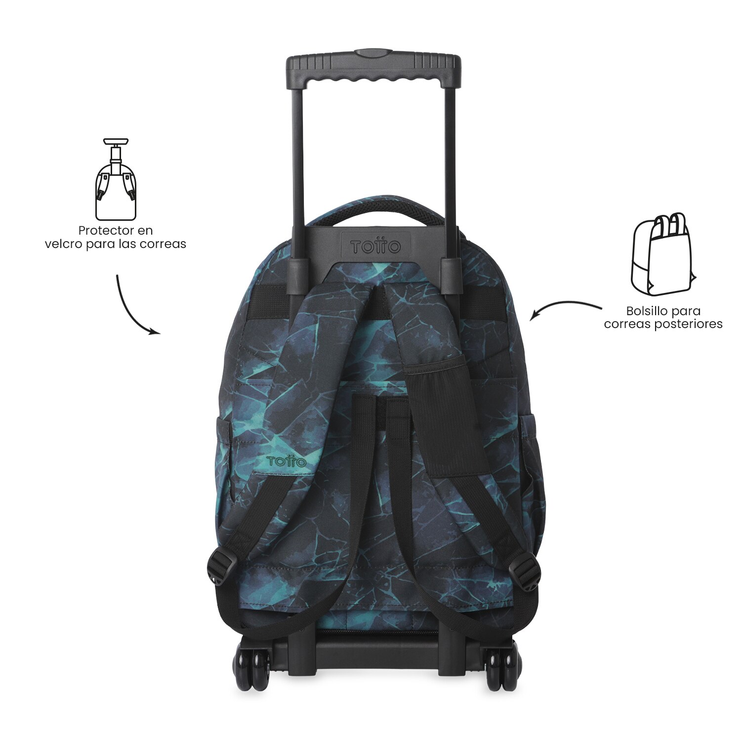 Mochila Escolar com Rodas Totto Renglones Preto-4