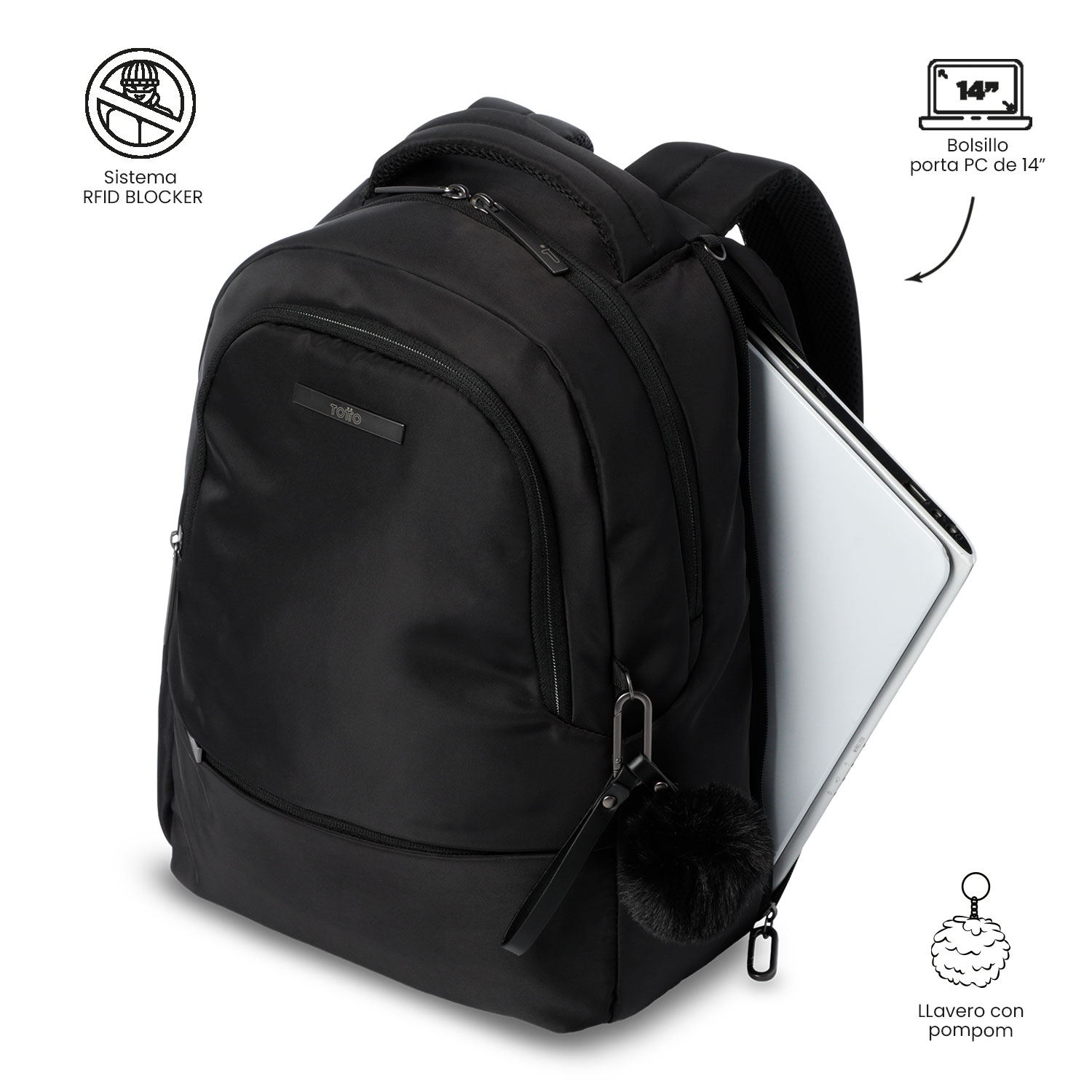 Mochila Executiva Totto Adelaide 2 2.0 Preto-6