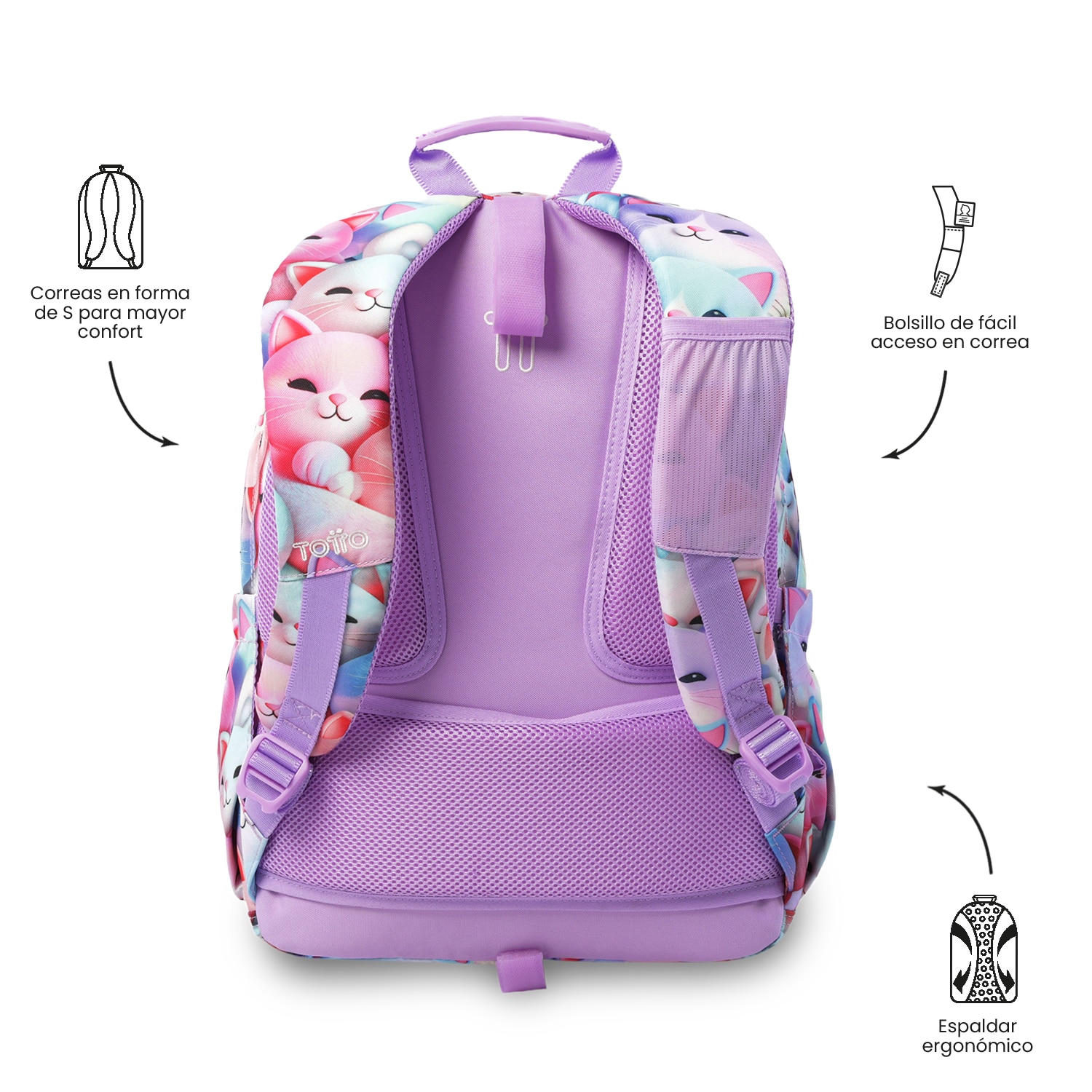Mochila Escolar Totto Acuareles Roxo-5