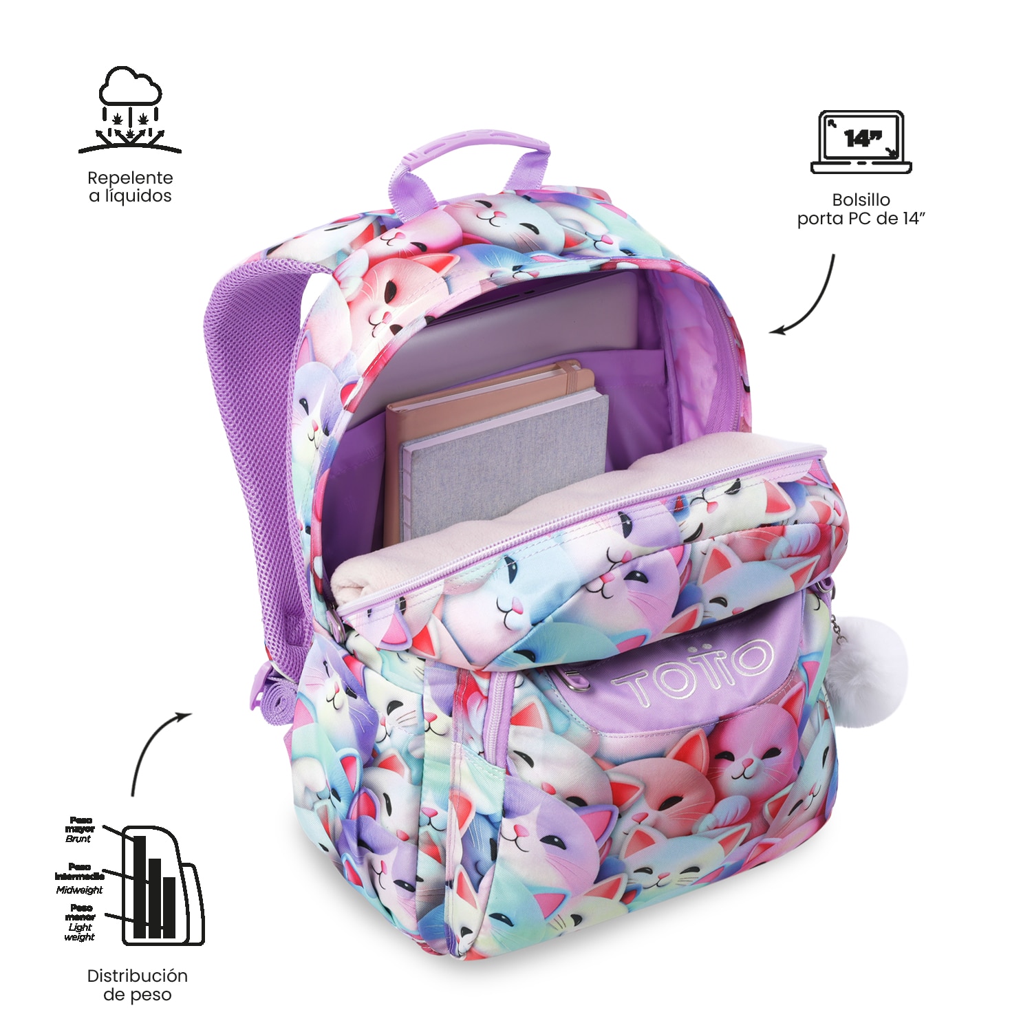 Mochila Escolar Totto Acuareles Roxo-6