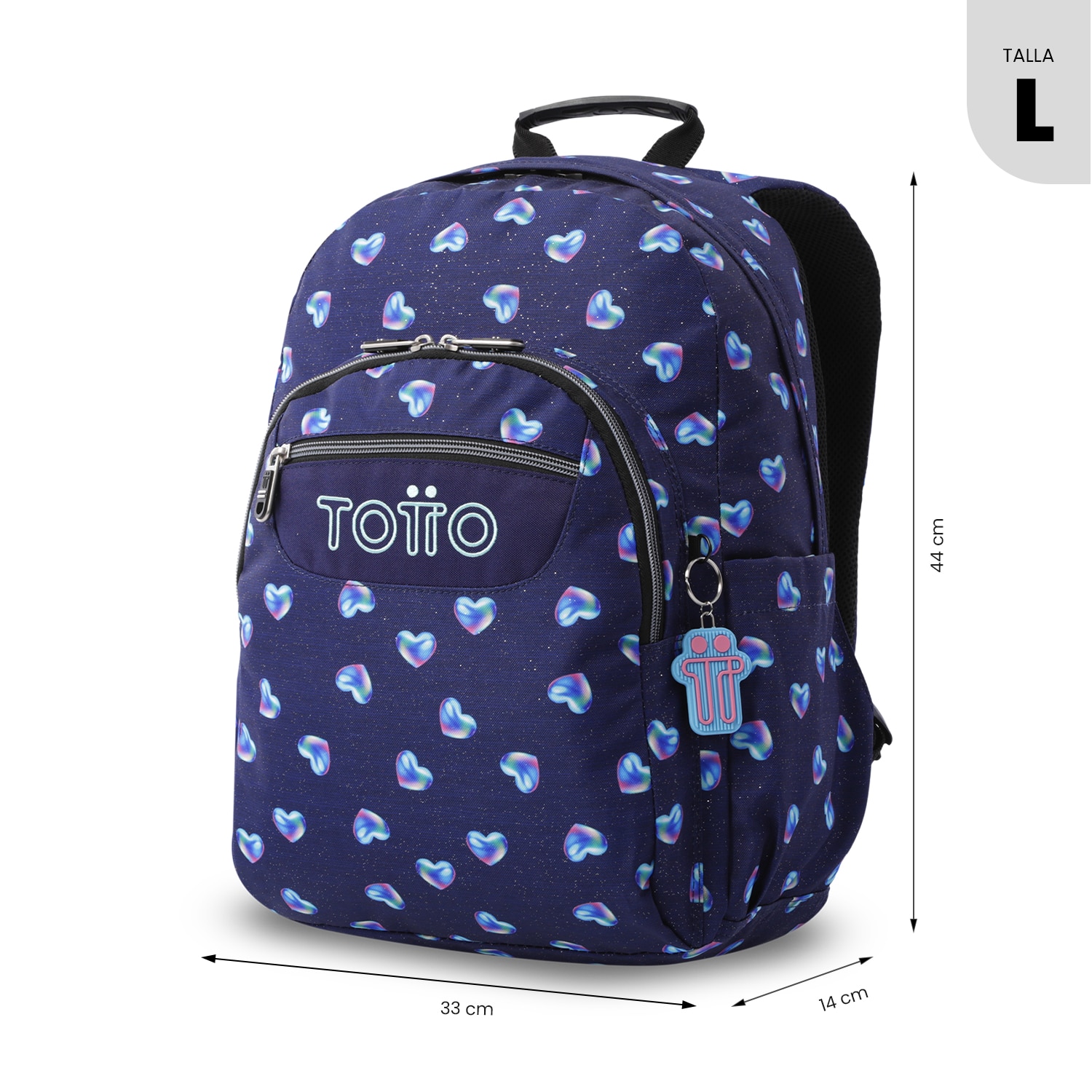 Mochila Escolar Totto Acuareles Glitter Azul-4