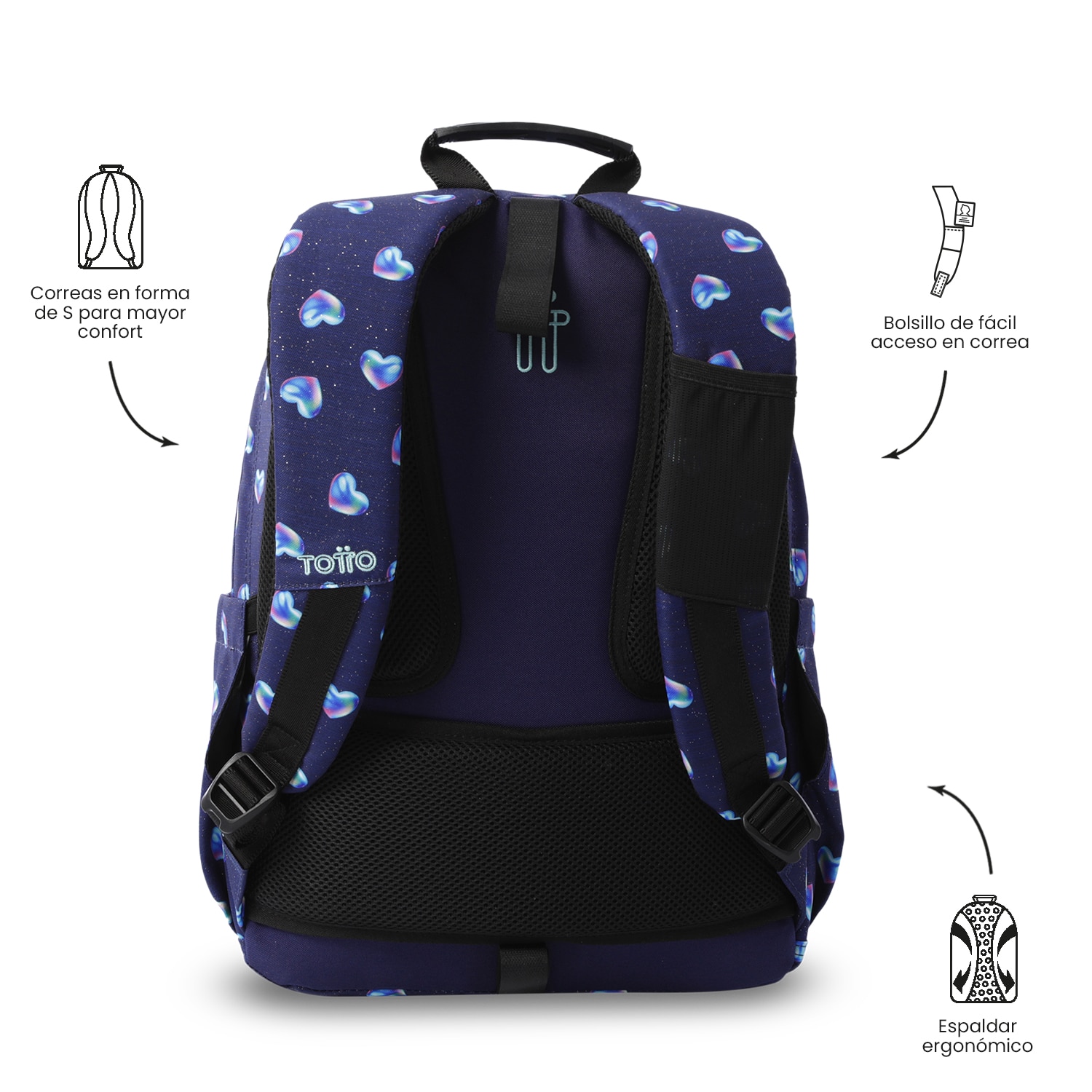 Mochila Escolar Totto Acuareles Glitter Azul-5