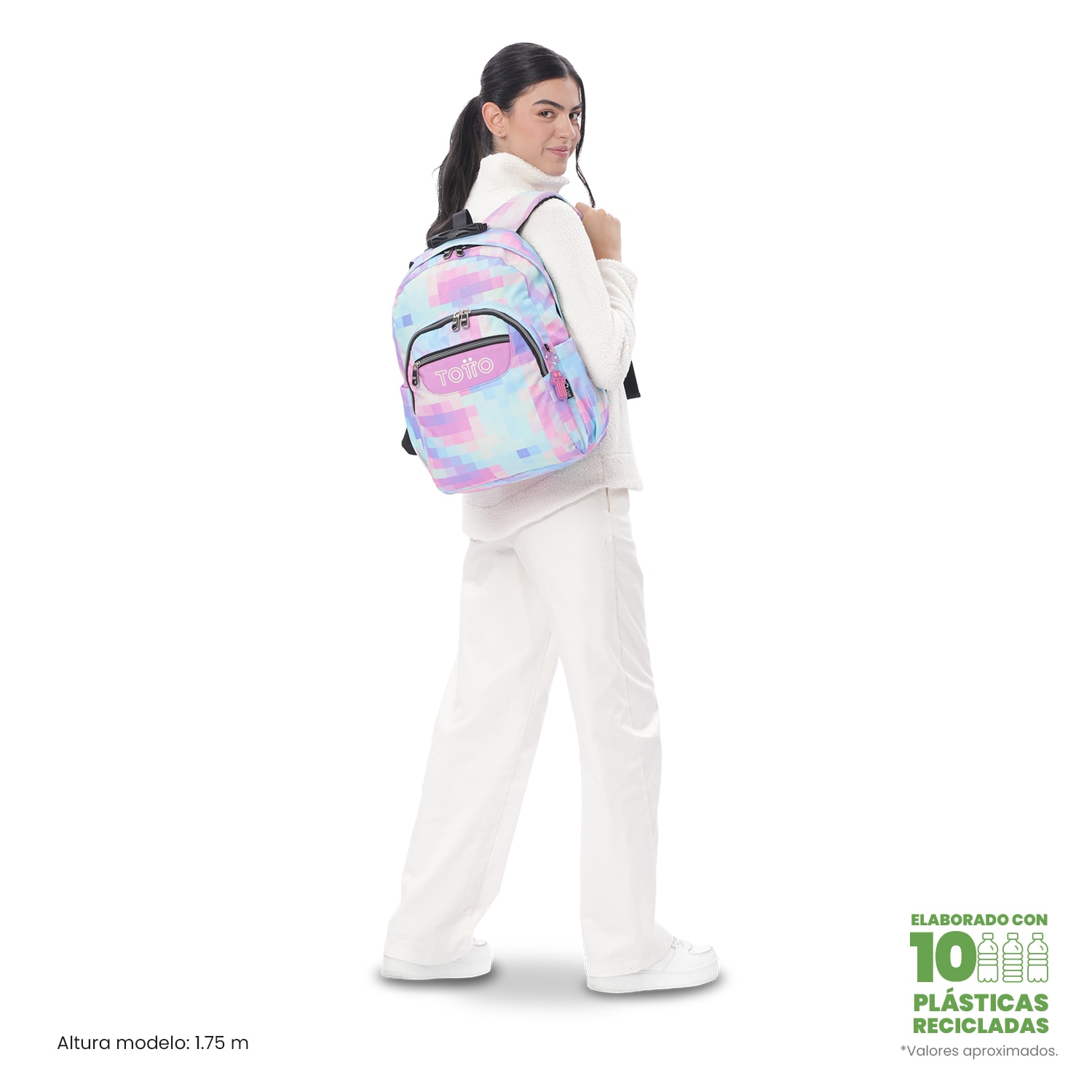 Mochila Escolar Totto Acuareles Glitter Roxo-2